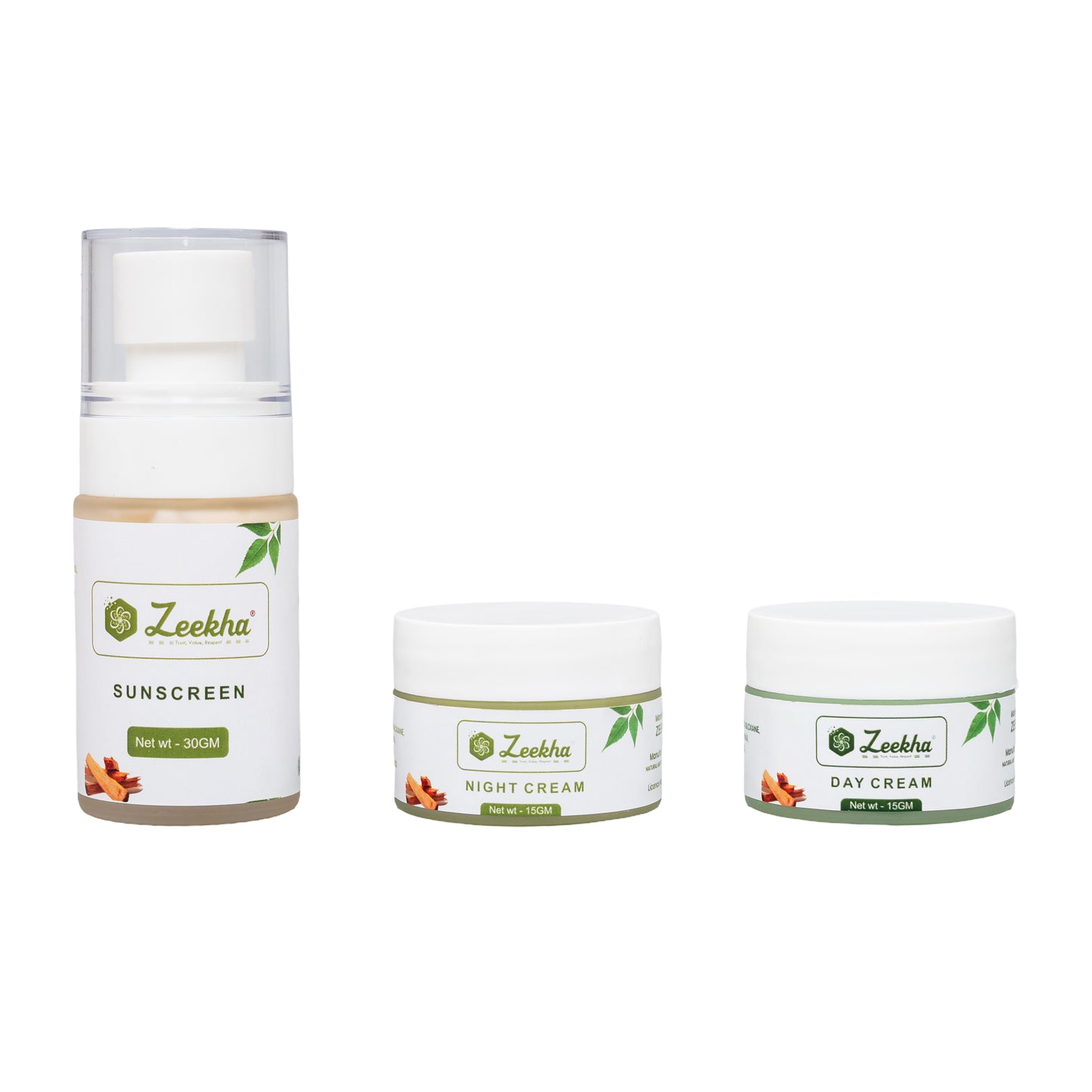 Zeekha Naturally Powerful Sandalwood Skin Whitening and Brightening Day & Night Cream ,Sunscreen