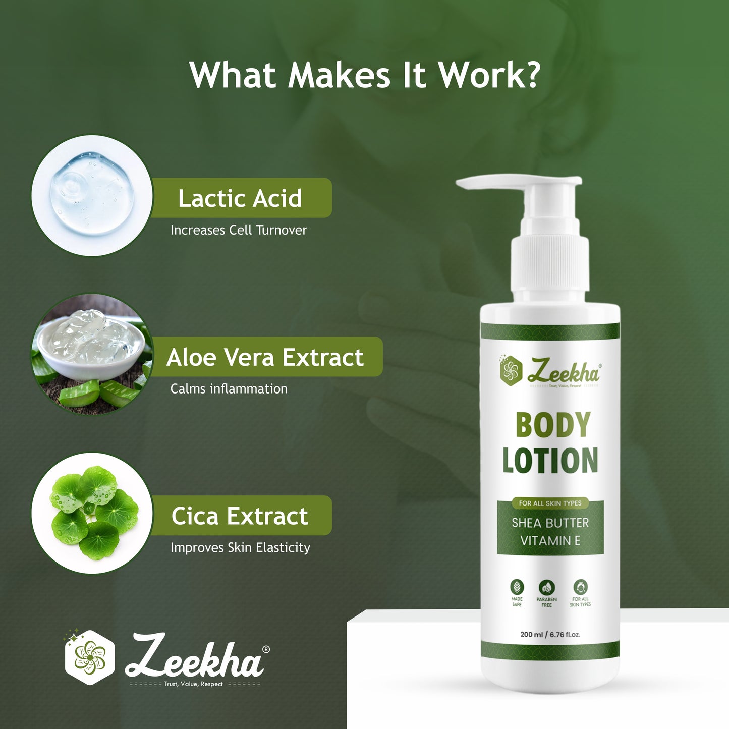 ZEEKHA Shea Butter Vitamin-e Nourishing Body Lotion 200ml