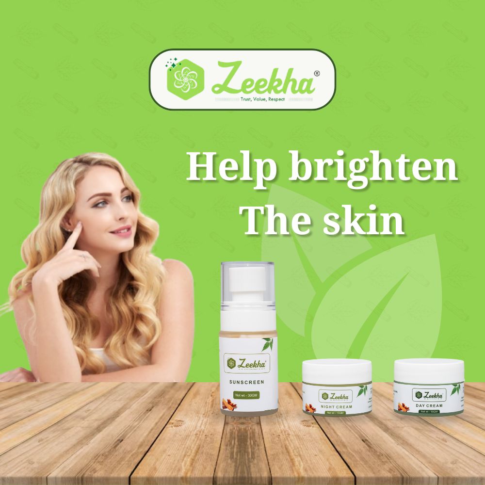 Zeekha Naturally Powerful Sandalwood Skin Whitening and Brightening Day & Night Cream ,Sunscreen