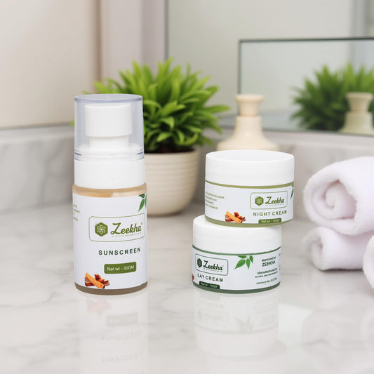 Zeekha Naturally Powerful Sandalwood Skin Whitening and Brightening Day & Night Cream ,Sunscreen