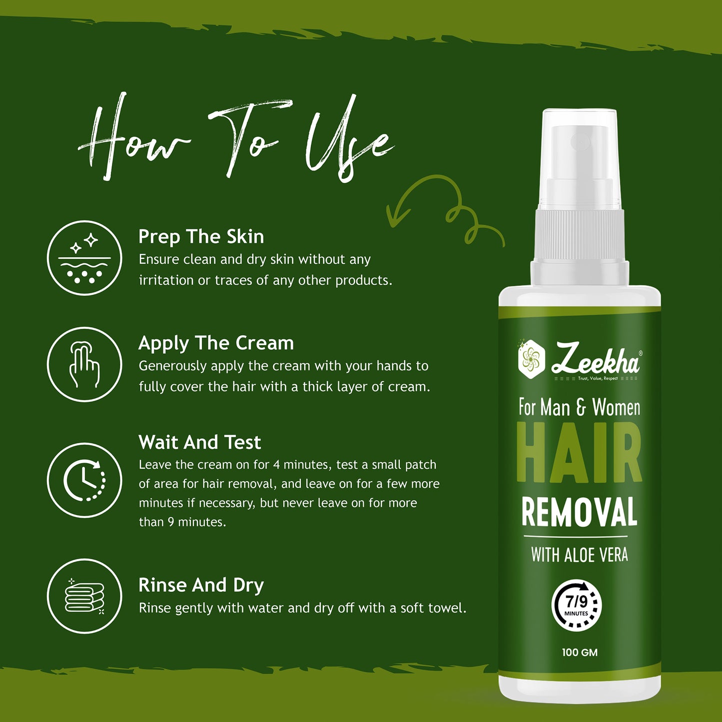 ZEEKHA 100% Original Hair Removal Cream for Men & Women, Painless  Hair Removal Cream for Chest, Back, Under Arms & Intimate Area Easy To Use Quick Result 7-9 Minit’s Hair Remover  (100ml)