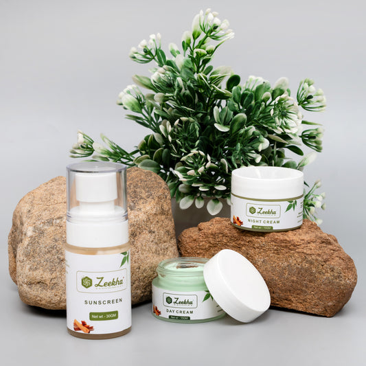 Zeekha Naturally Powerful Sandalwood Skin Whitening and Brightening Day & Night Cream ,Sunscreen