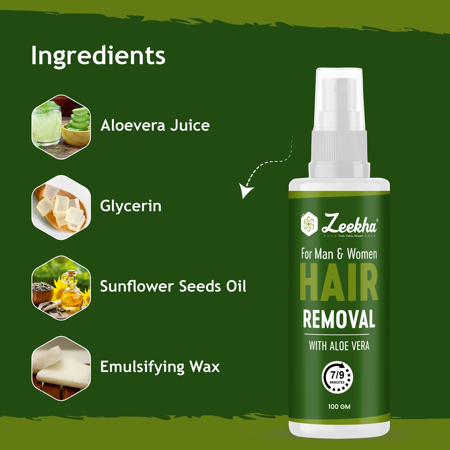 ZEEKHA 100% Original Hair Removal Cream for Men & Women, Painless  Hair Removal Cream for Chest, Back, Under Arms & Intimate Area Easy To Use Quick Result 7-9 Minit’s Hair Remover  (100ml)