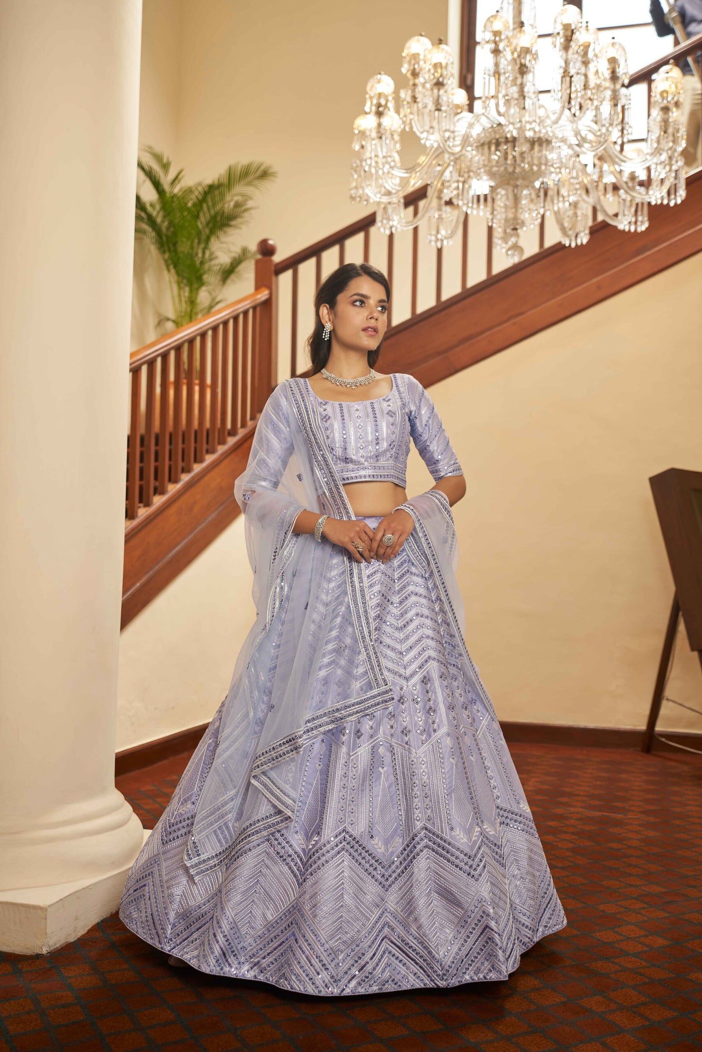 Silk Thread With Sequins Embroidered Lehenga Choli