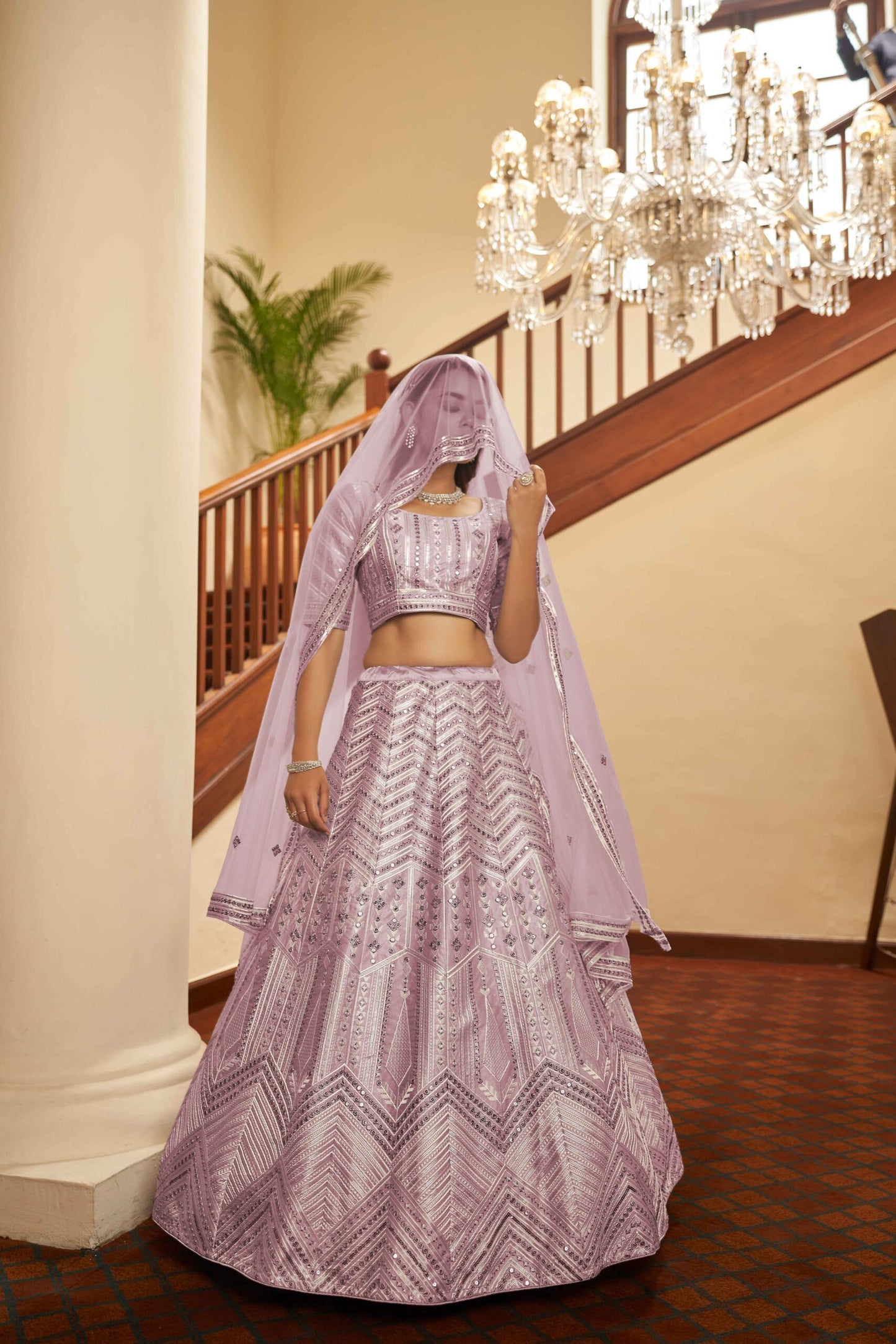 Silk Thread With Sequins Embroidered Lehenga Choli