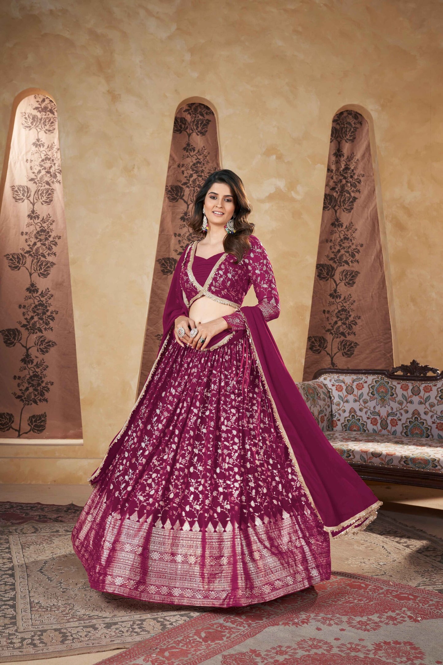 Wedding Collection For Women Wear Lehenga Choli With Dupatta Deep Pink Colour