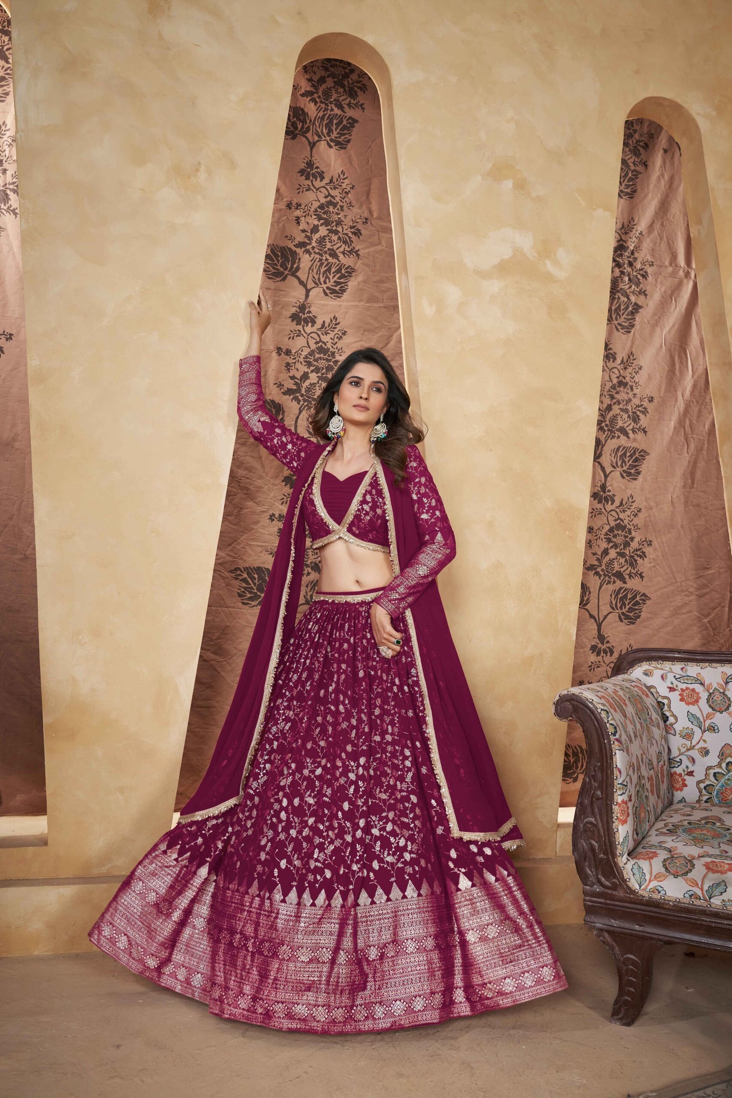 Wedding Collection For Women Wear Lehenga Choli With Dupatta Deep Pink Colour