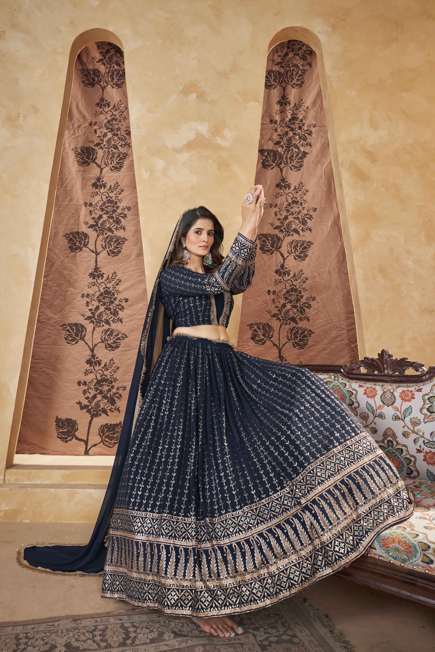 Georgette Lehenga Choli With Dupatta Women Collection