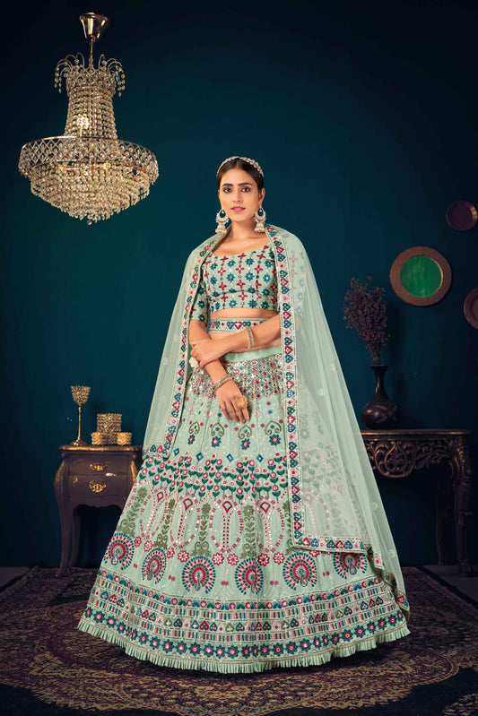 Multi Thread With Sequnace Embroidered Lehenga Choli