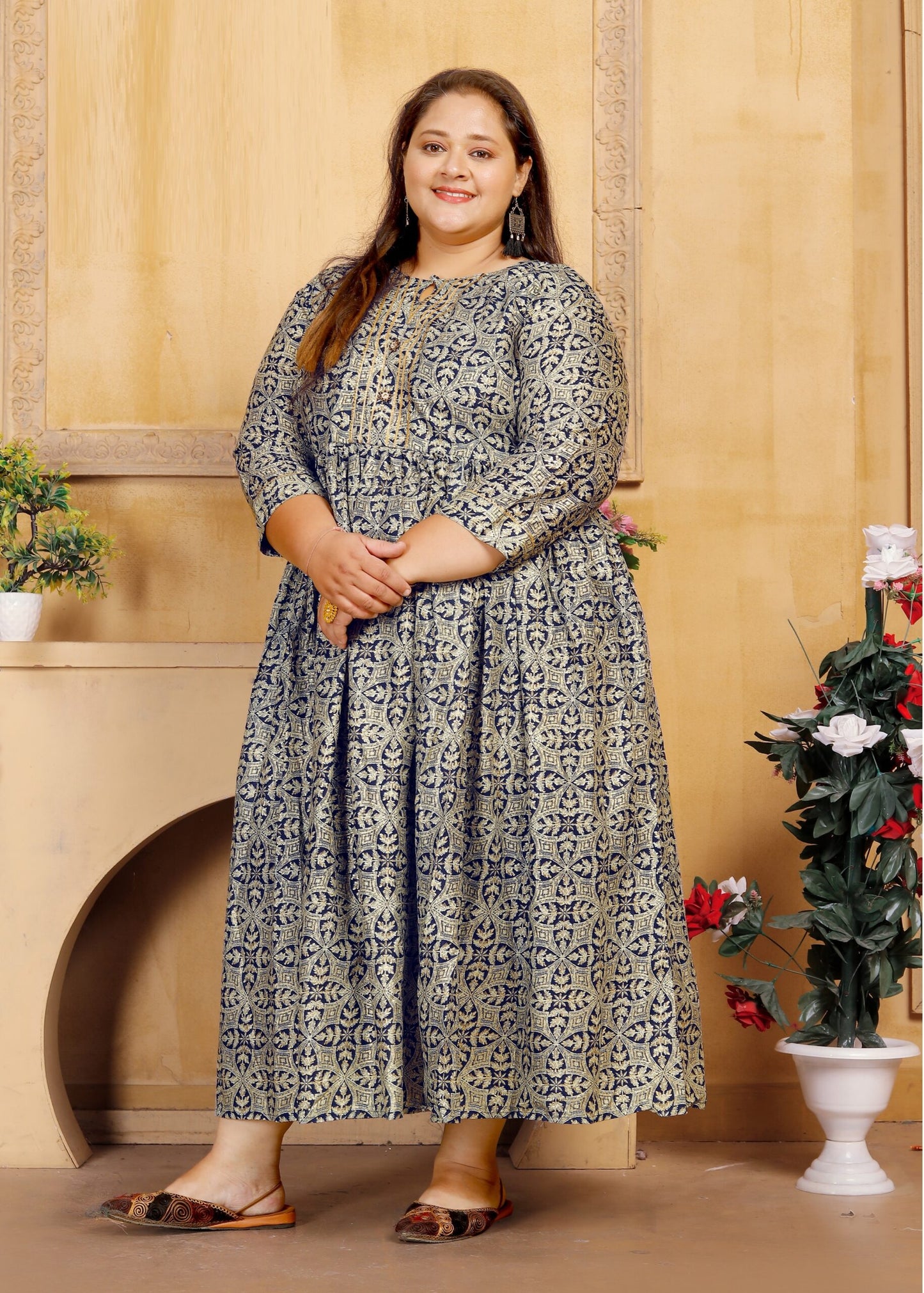 ZEEKHA Women Plus Size Gown Dress (Blue)