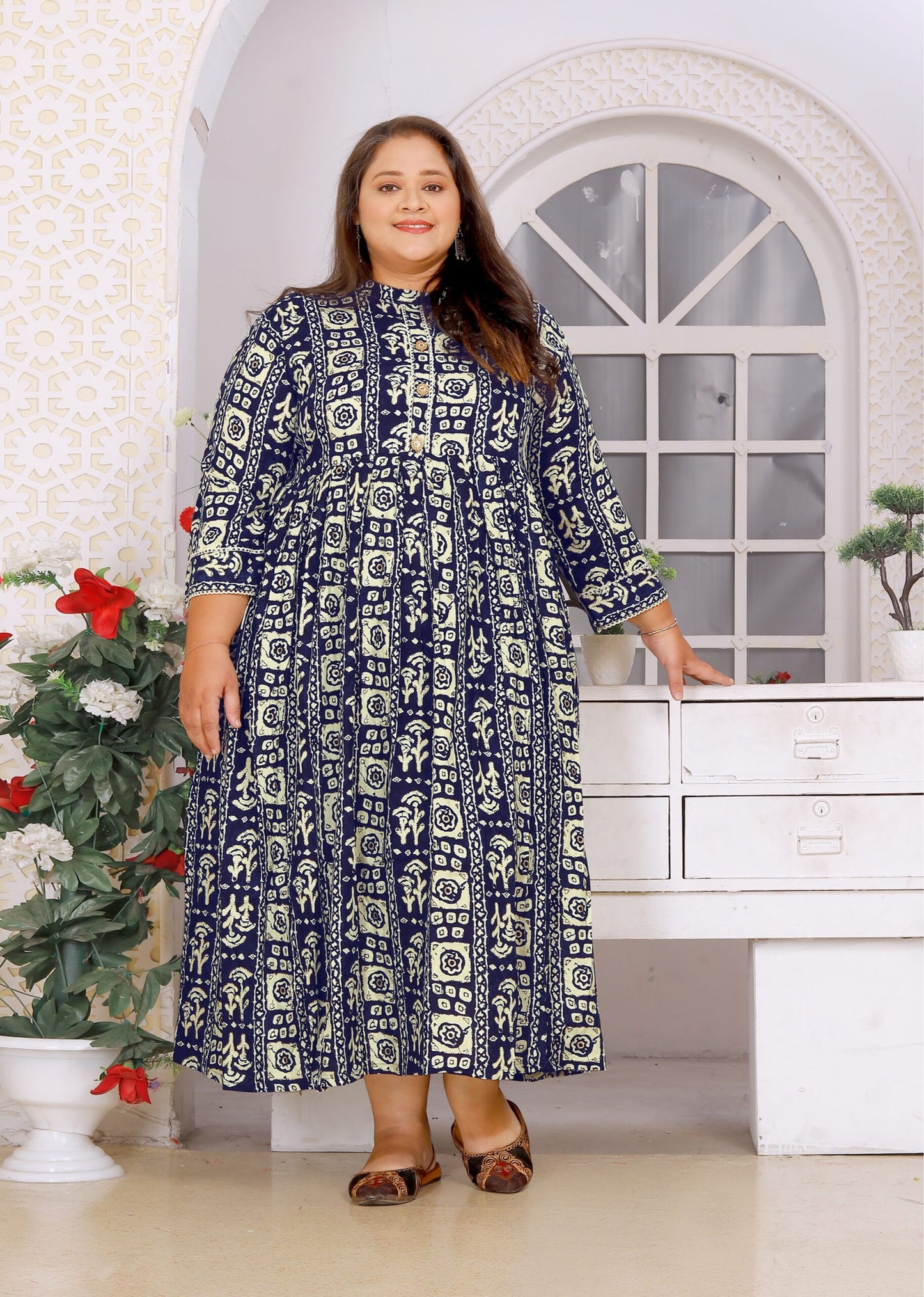 ZEEKHA Women Plus Size Gown Dress (Blue)