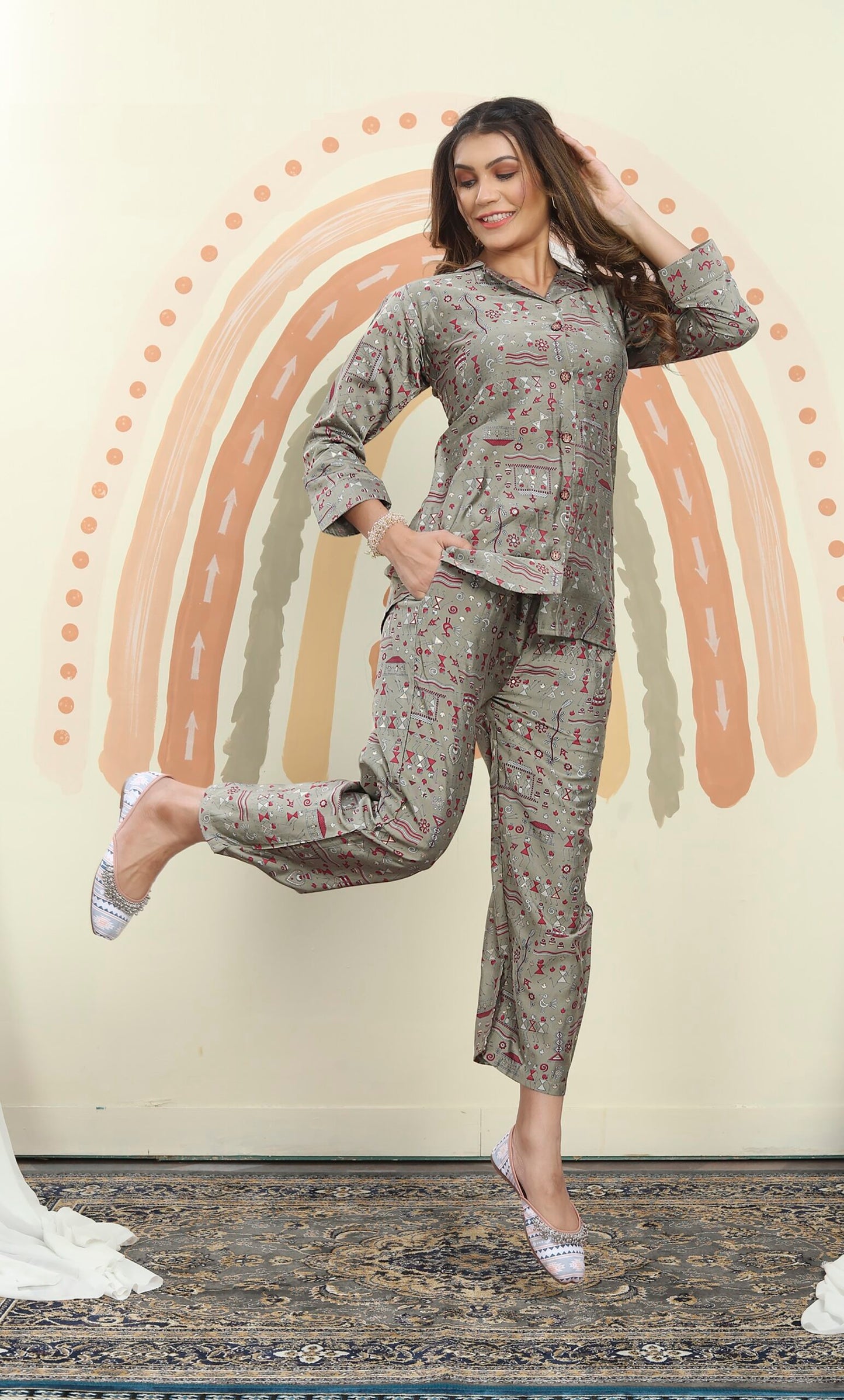 ZEEKHA Designer Co-Ord Set For beautiful Girls And women (Grey)