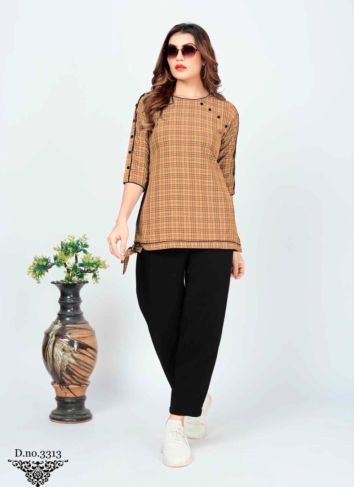 ZEEKHA Casual ready to wear Regular Wome Top (Brown)