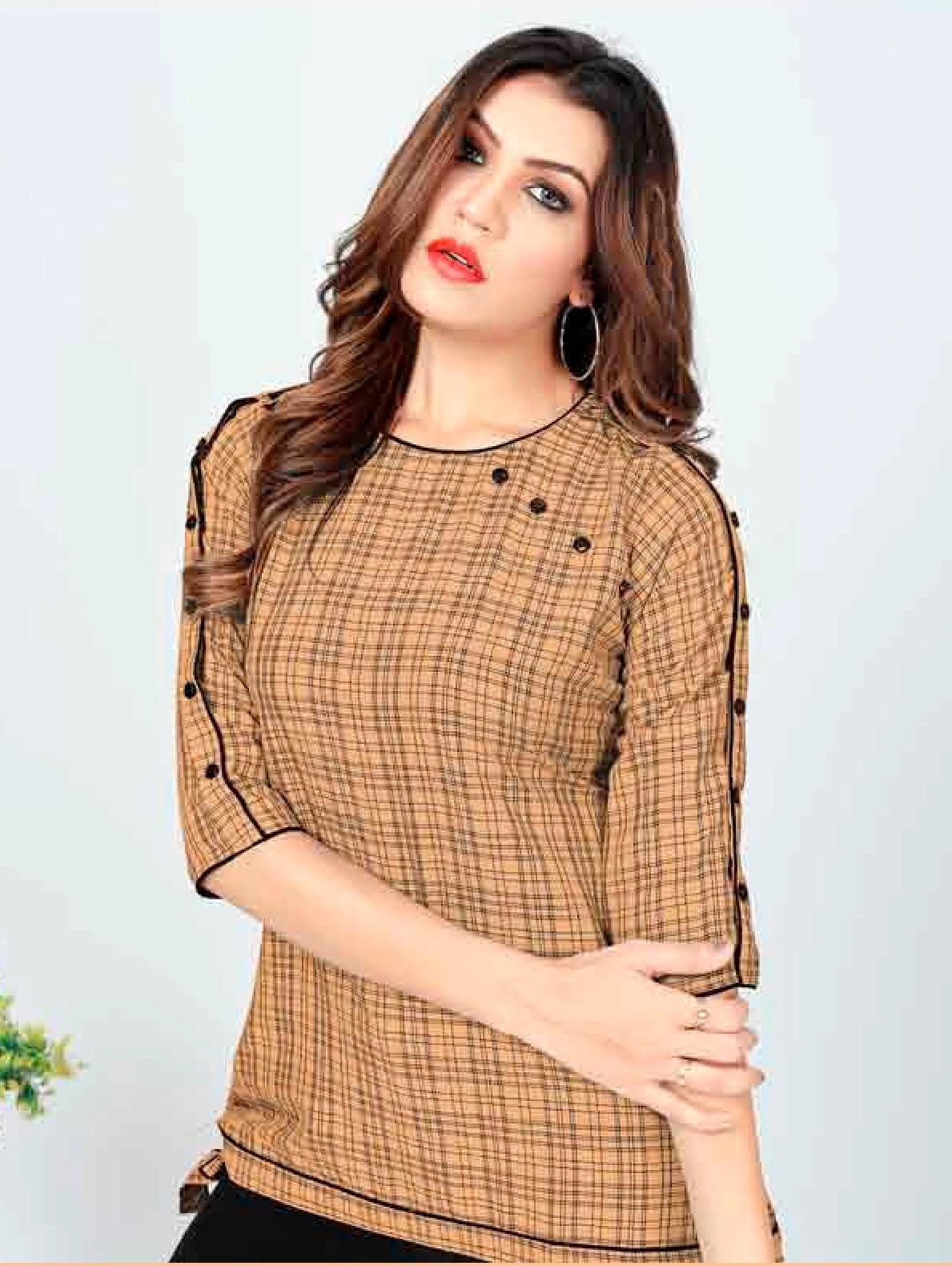 ZEEKHA Casual ready to wear Regular Wome Top (Brown)