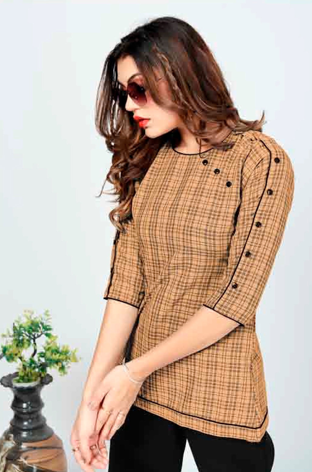 ZEEKHA Casual ready to wear Regular Wome Top (Brown)