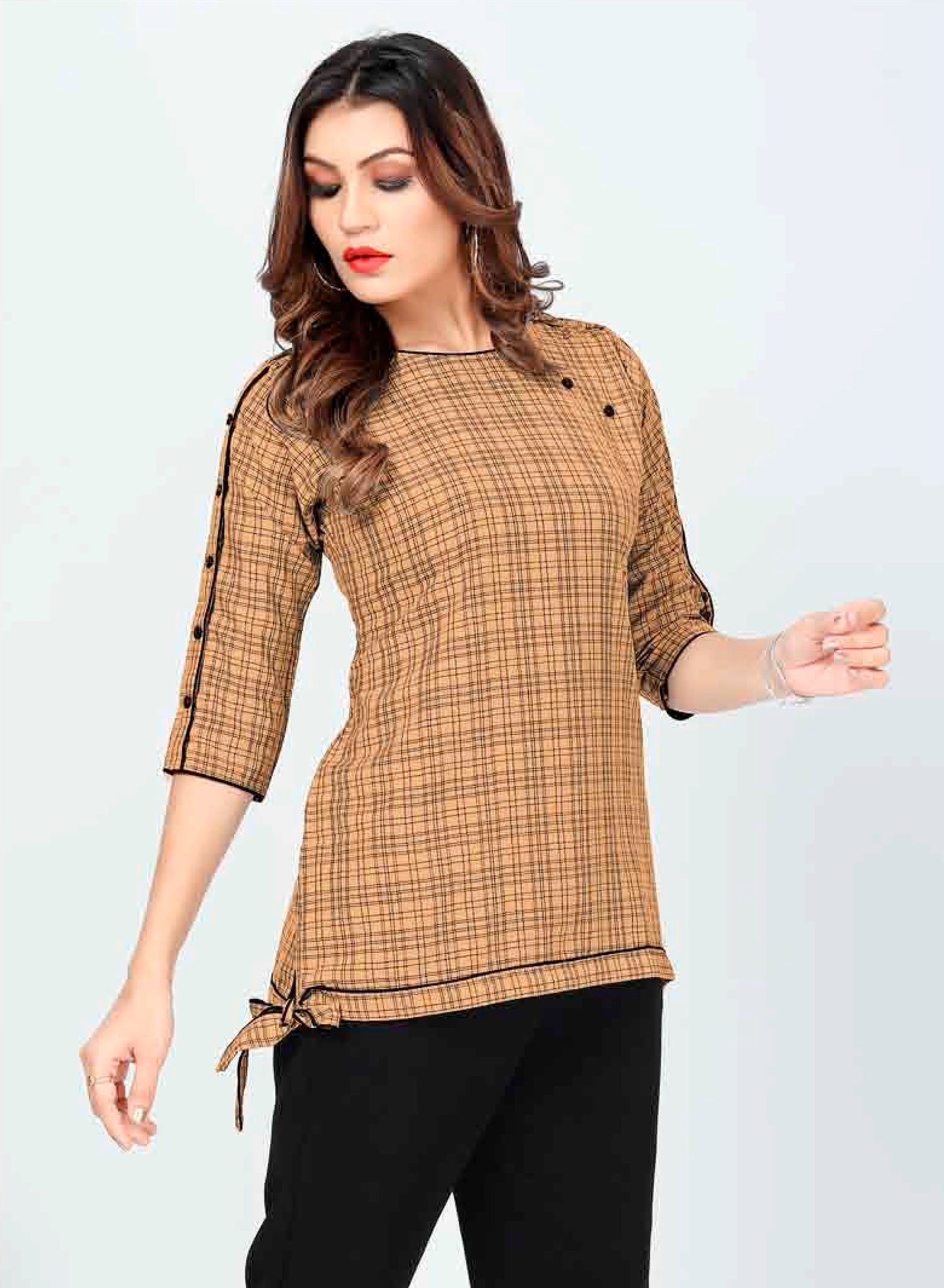 ZEEKHA Casual ready to wear Regular Wome Top (Brown)