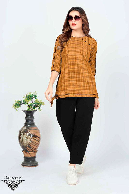 ZEEKHA Casual ready to wear Regular Wome Top (Mustard)