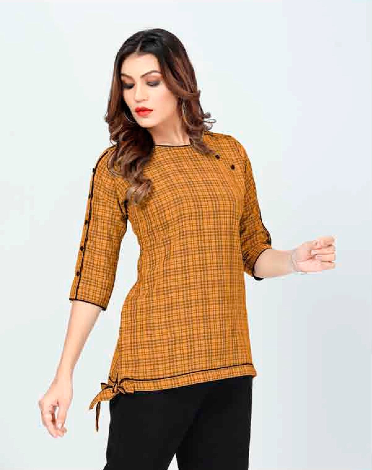 ZEEKHA Casual ready to wear Regular Wome Top (Mustard)