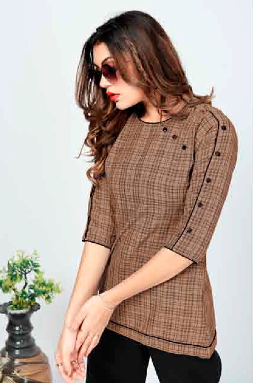 ZEEKHA Casual ready to wear Regular Wome Top (Coffee)