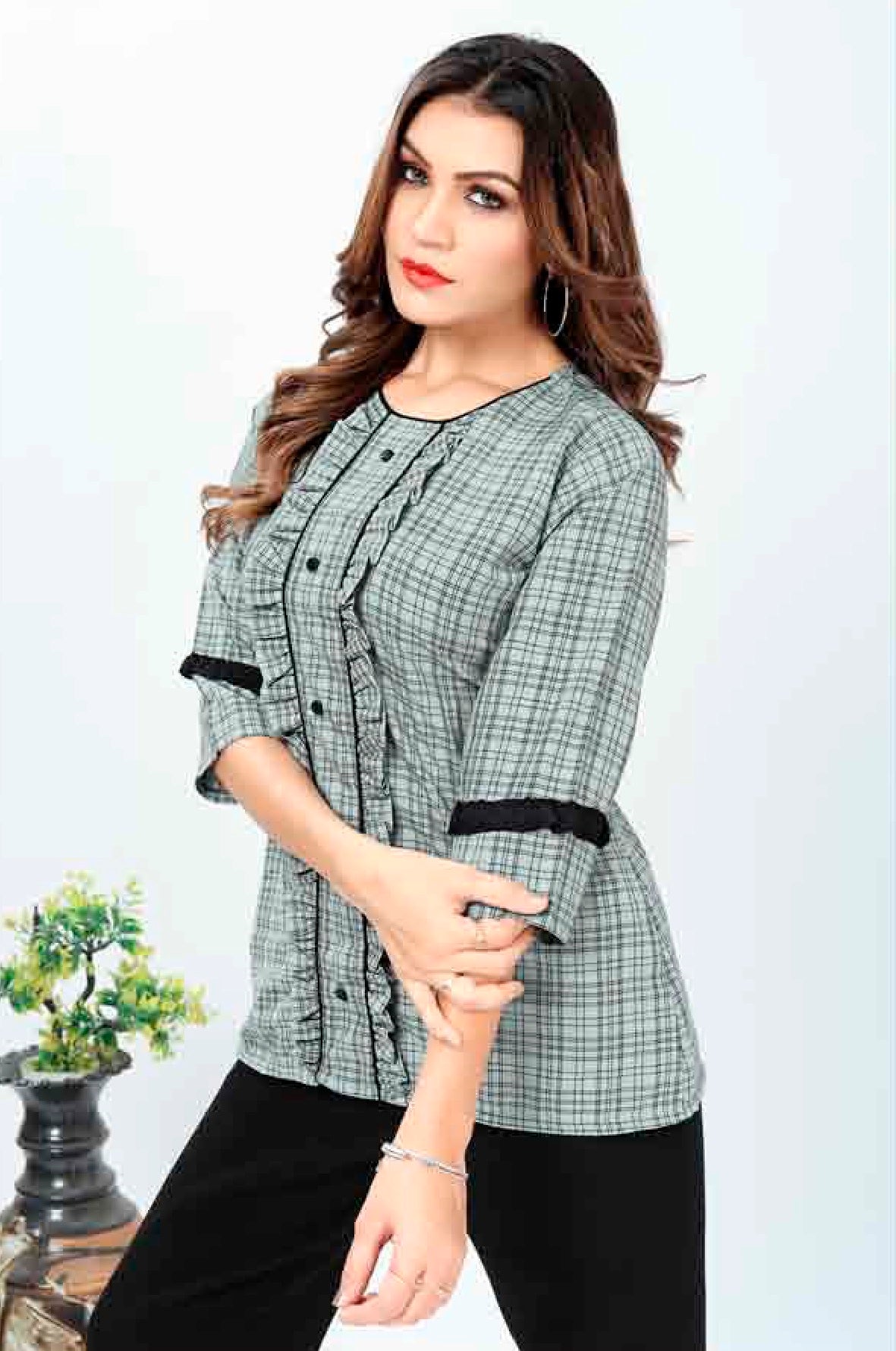 ZEEKHA Casual ready to wear Regular Wome Top (Grey)