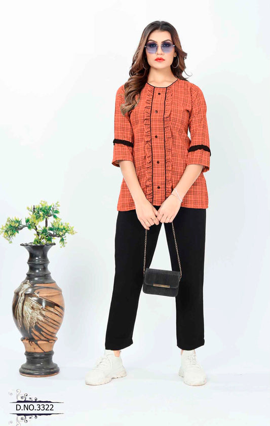 ZEEKHA Casual ready to wear Regular Wome Top (Orange)