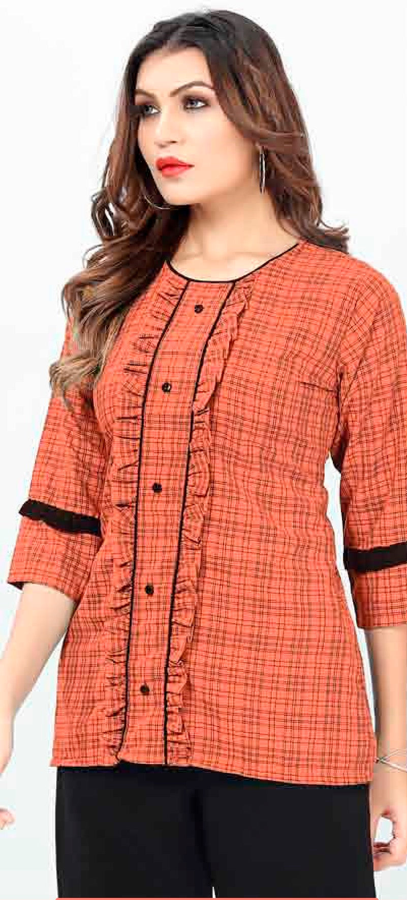 ZEEKHA Casual ready to wear Regular Wome Top (Orange)