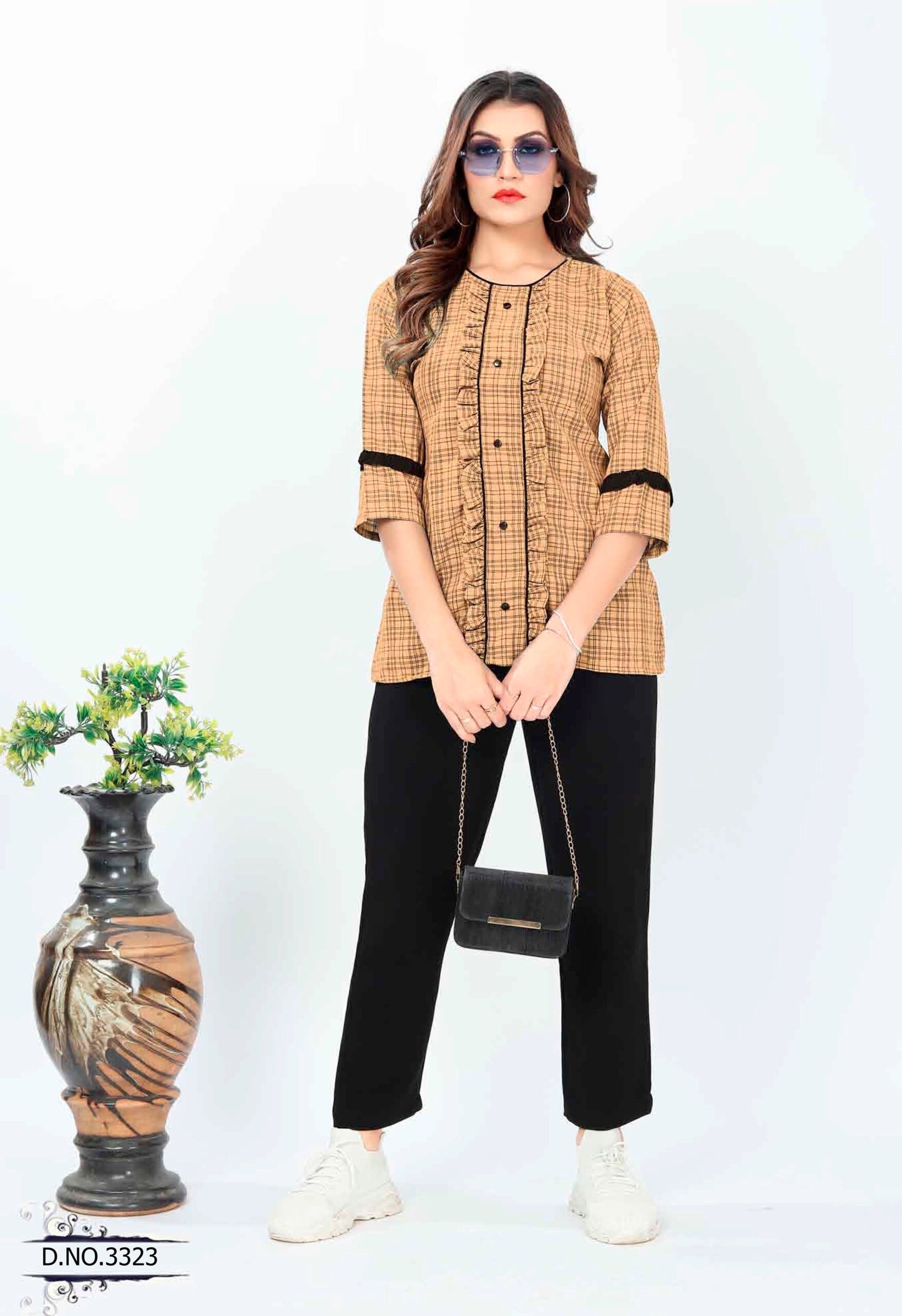 ZEEKHA Casual ready to wear Regular Wome Top (Brown)