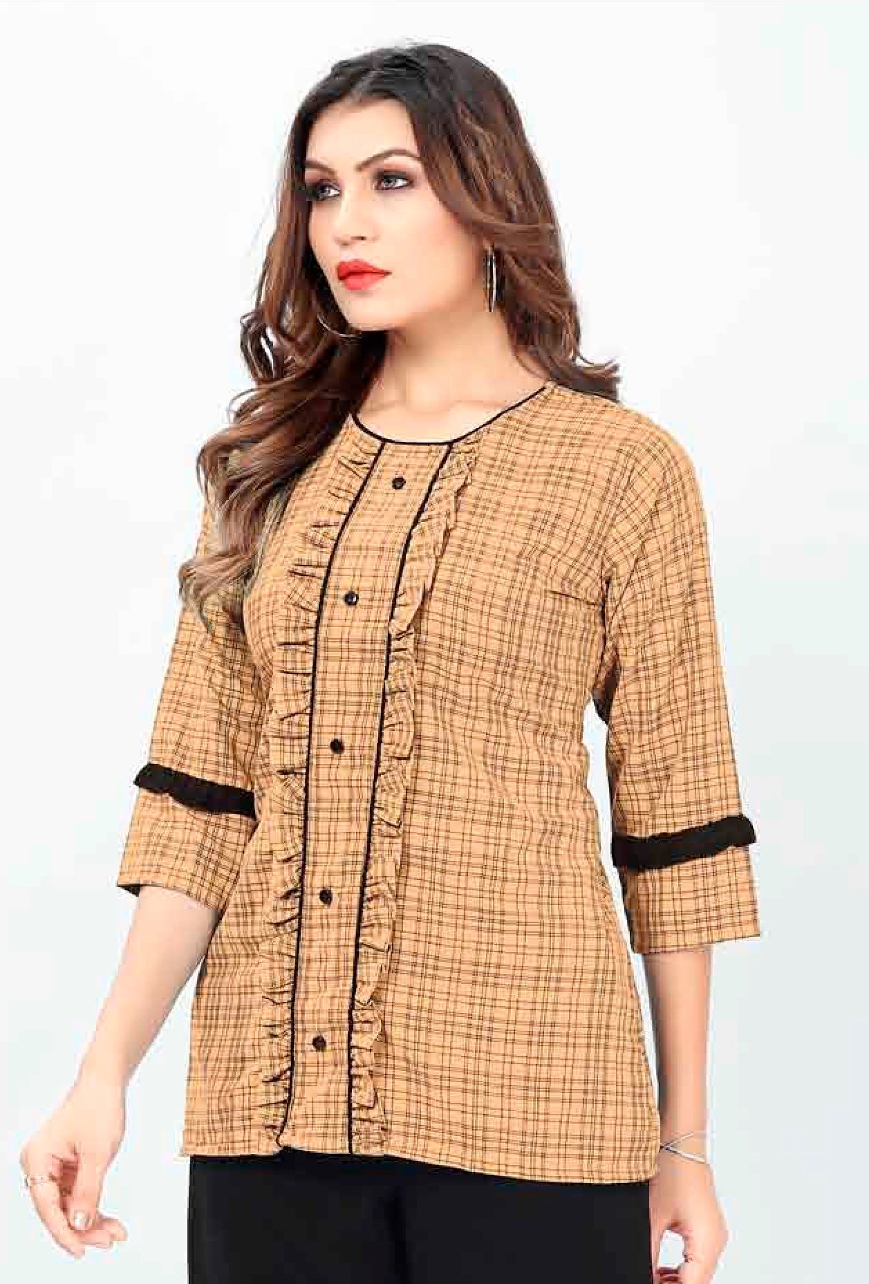 ZEEKHA Casual ready to wear Regular Wome Top (Brown)