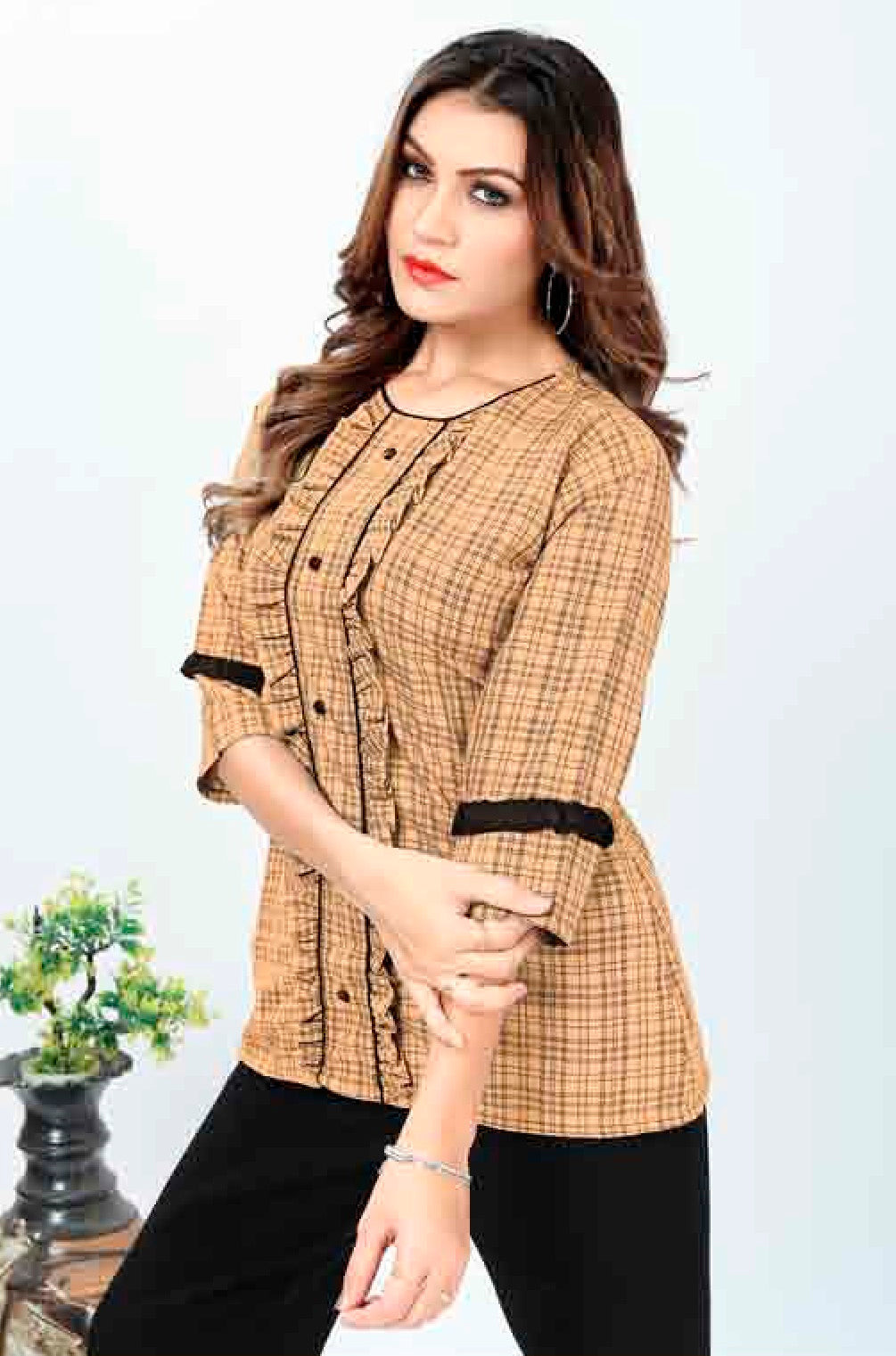 ZEEKHA Casual ready to wear Regular Wome Top (Brown)