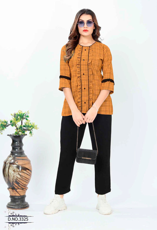 ZEEKHA Casual ready to wear Regular Wome Top (Mustard)