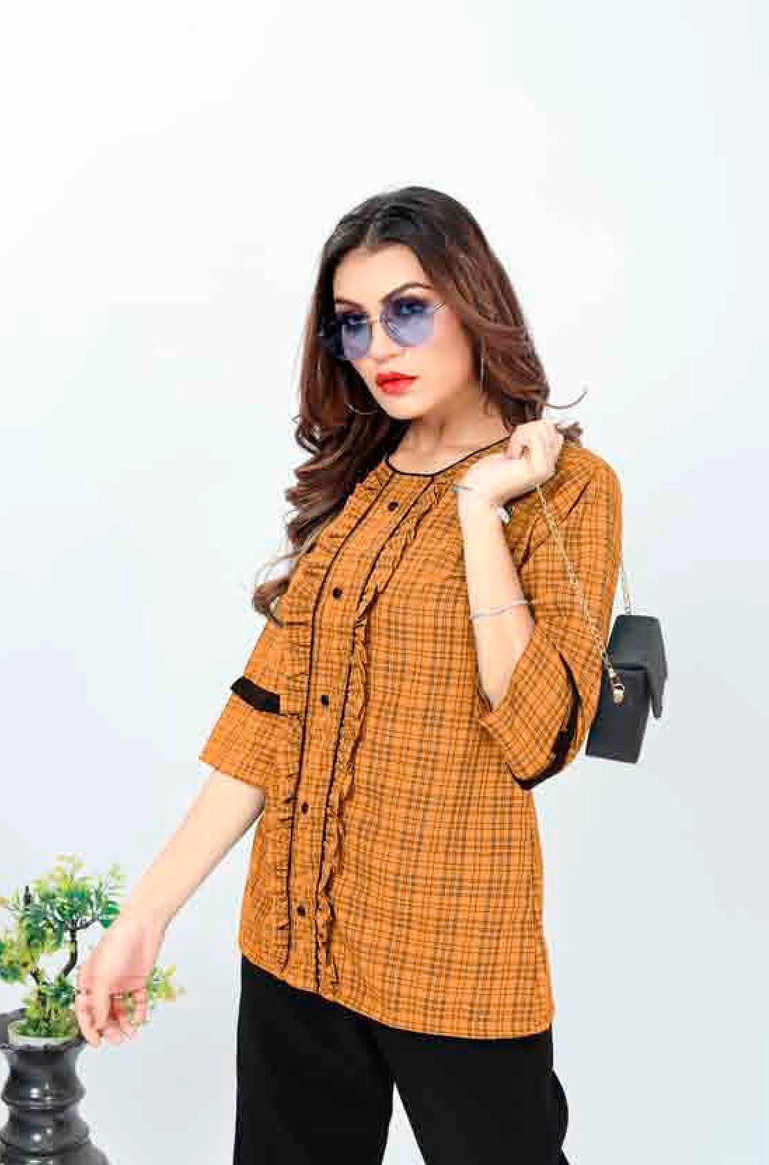 ZEEKHA Casual ready to wear Regular Wome Top (Mustard)