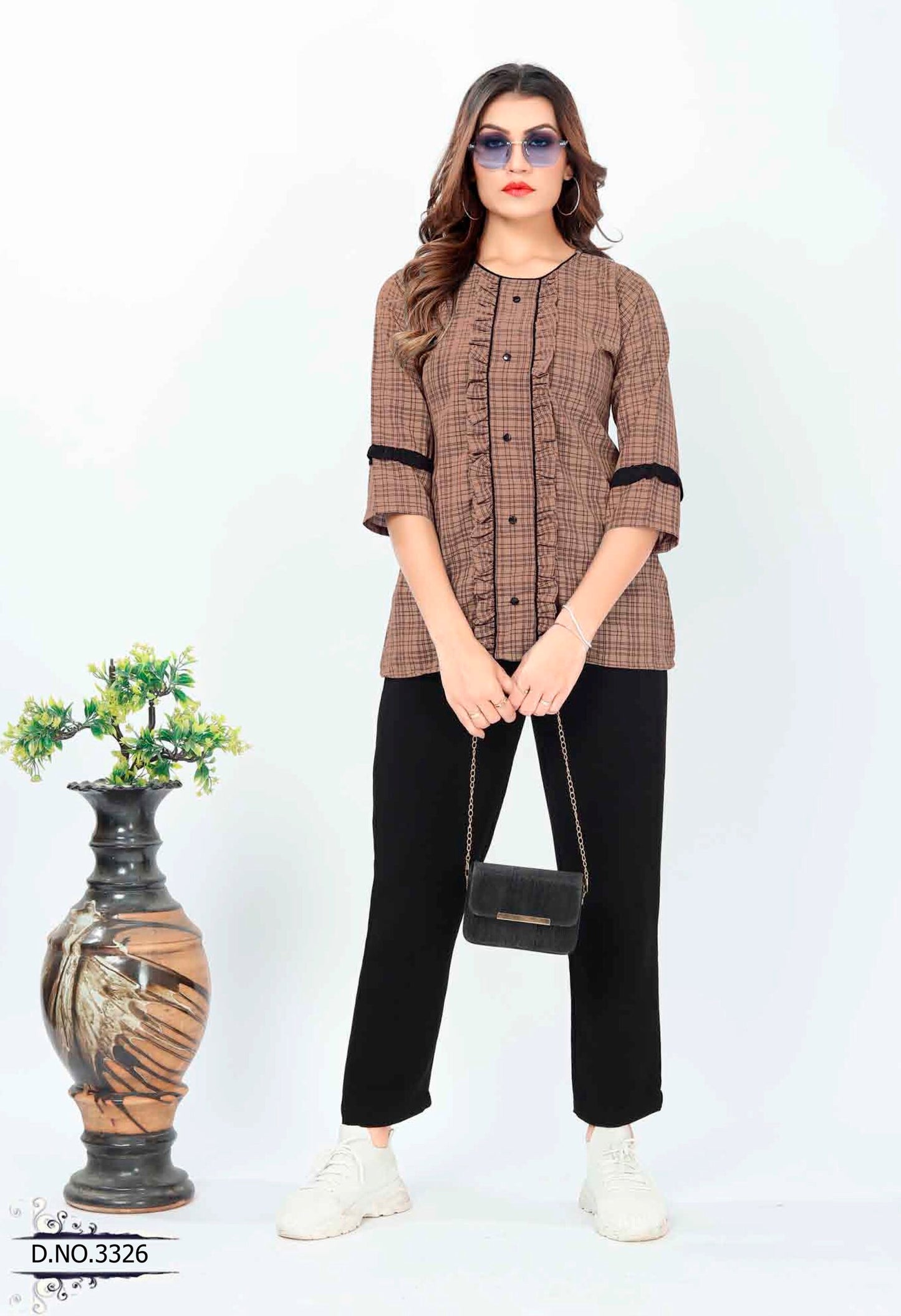 ZEEKHA Casual ready to wear Regular Wome Top (Coffee)