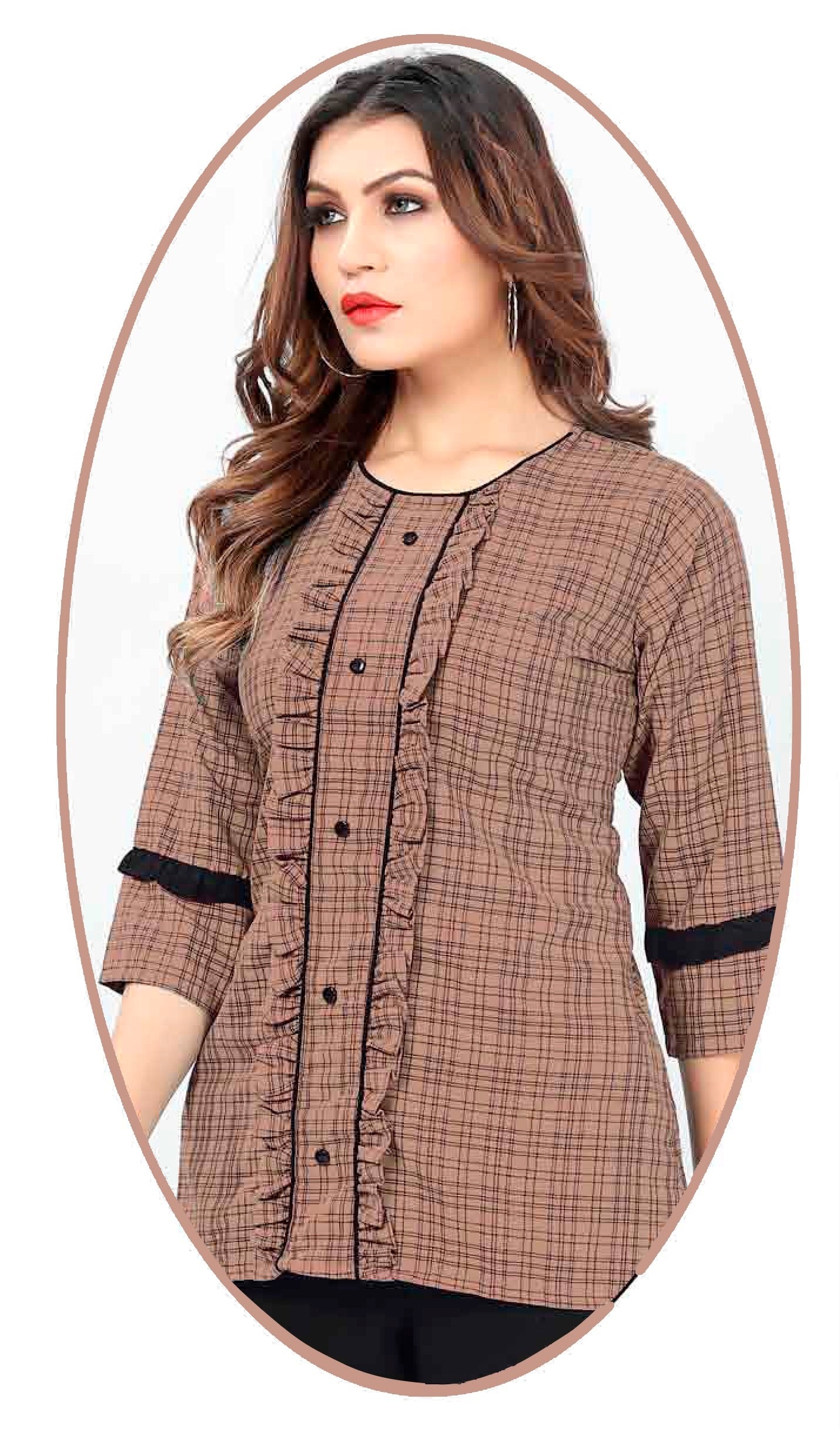 ZEEKHA Casual ready to wear Regular Wome Top (Coffee)