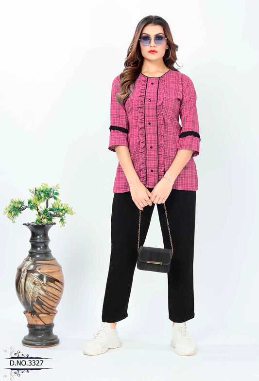 ZEEKHA Casual ready to wear Regular Wome Top (Pink)