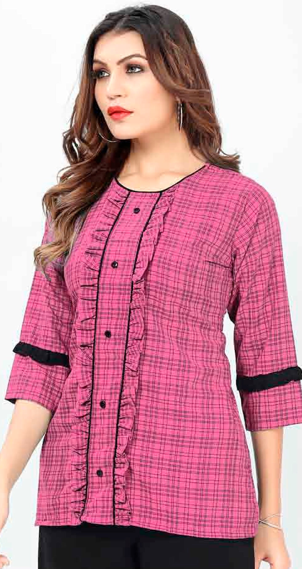 ZEEKHA Casual ready to wear Regular Wome Top (Pink)