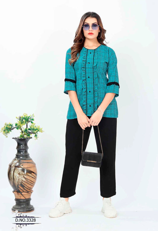 ZEEKHA Casual ready to wear Regular Wome Top (Green)