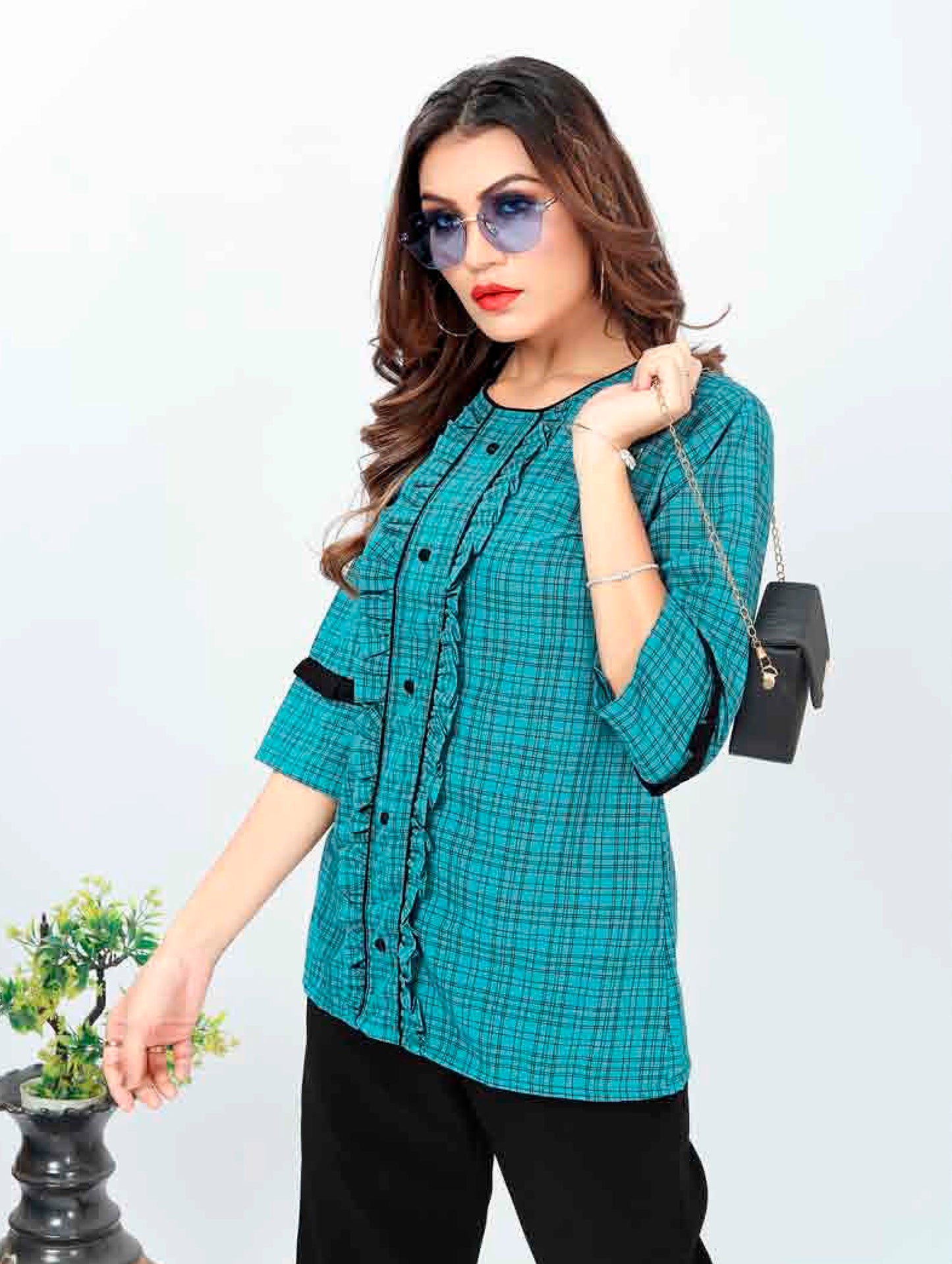 ZEEKHA Casual ready to wear Regular Wome Top (Green)