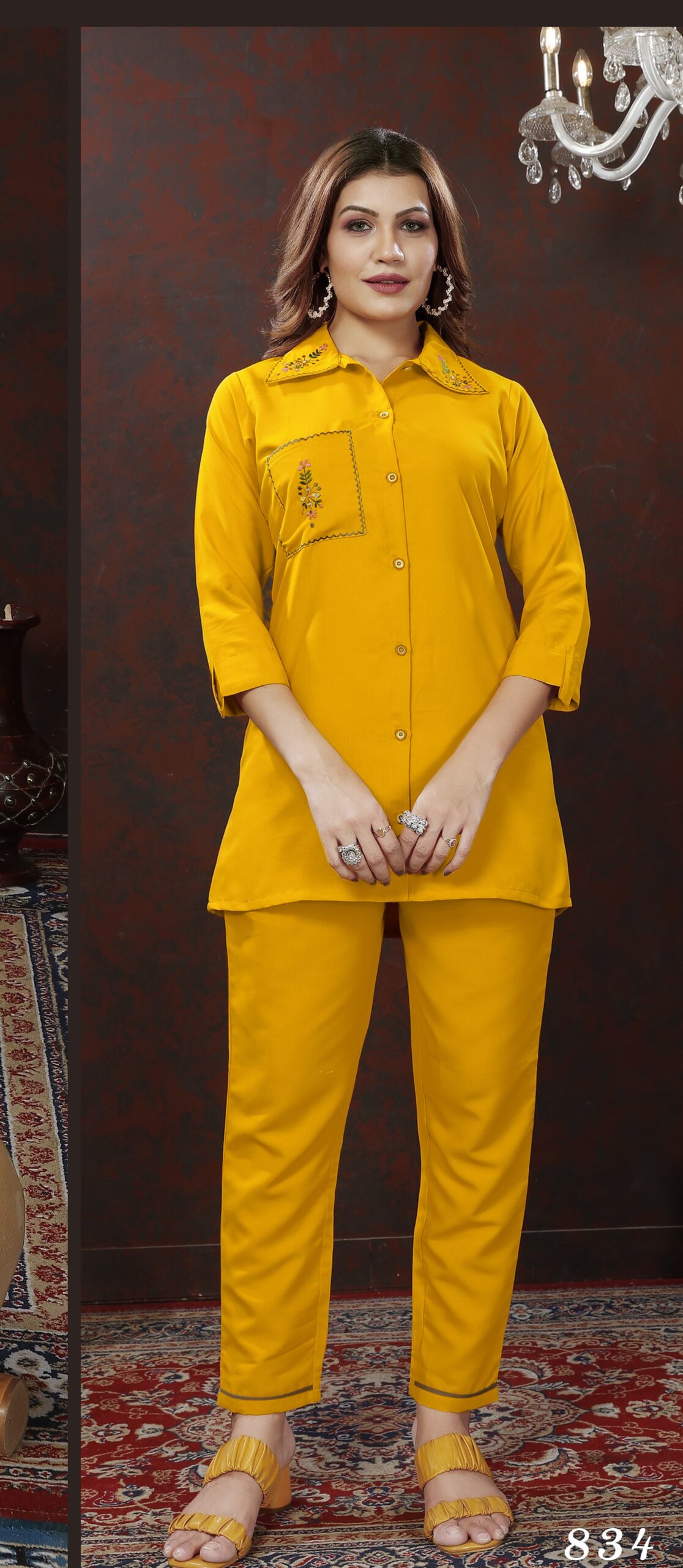 ZEEKHA Designer Co-Ord Set For beautiful Girls And women (Mustard)