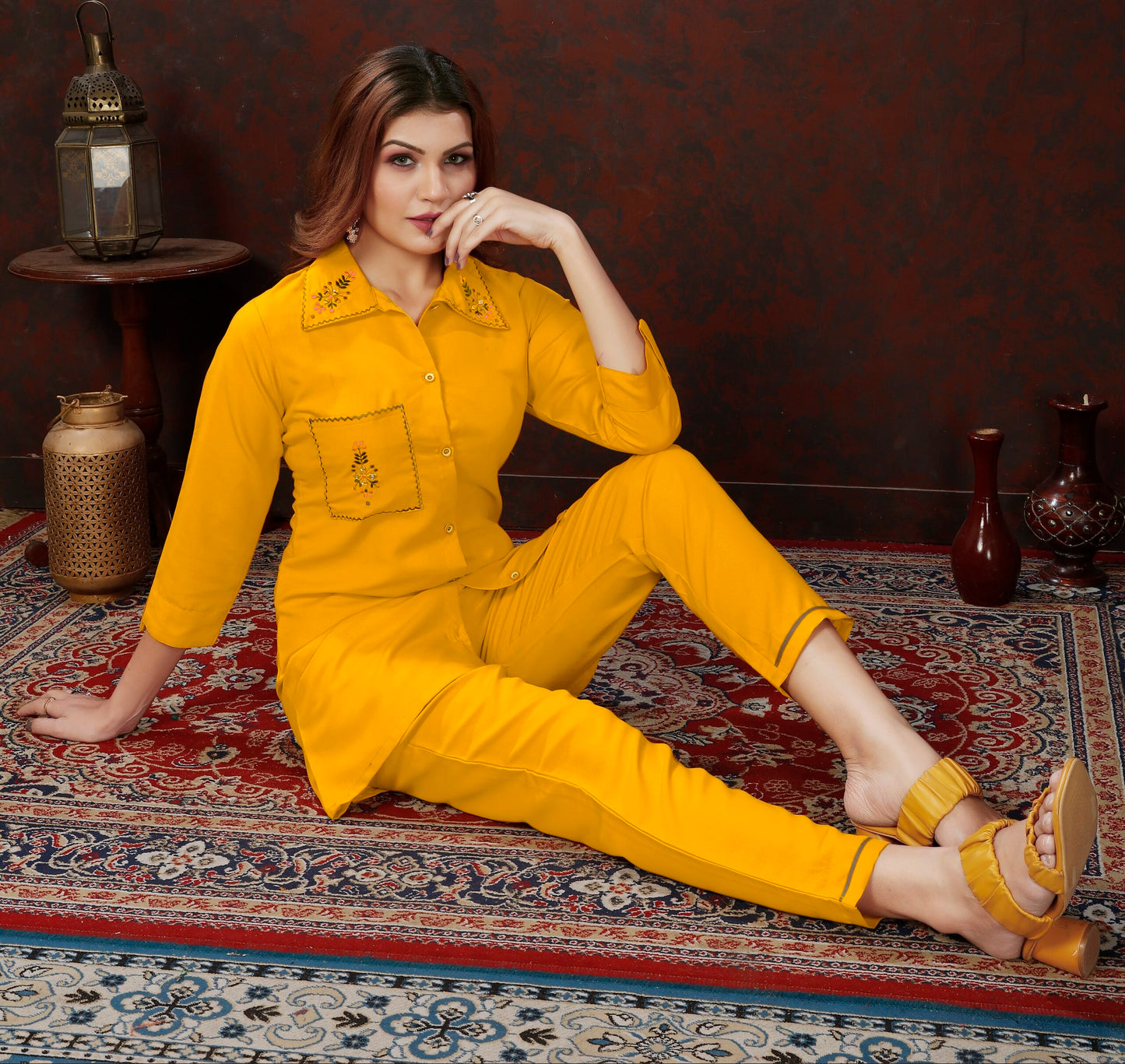 ZEEKHA Designer Co-Ord Set For beautiful Girls And women (Mustard)