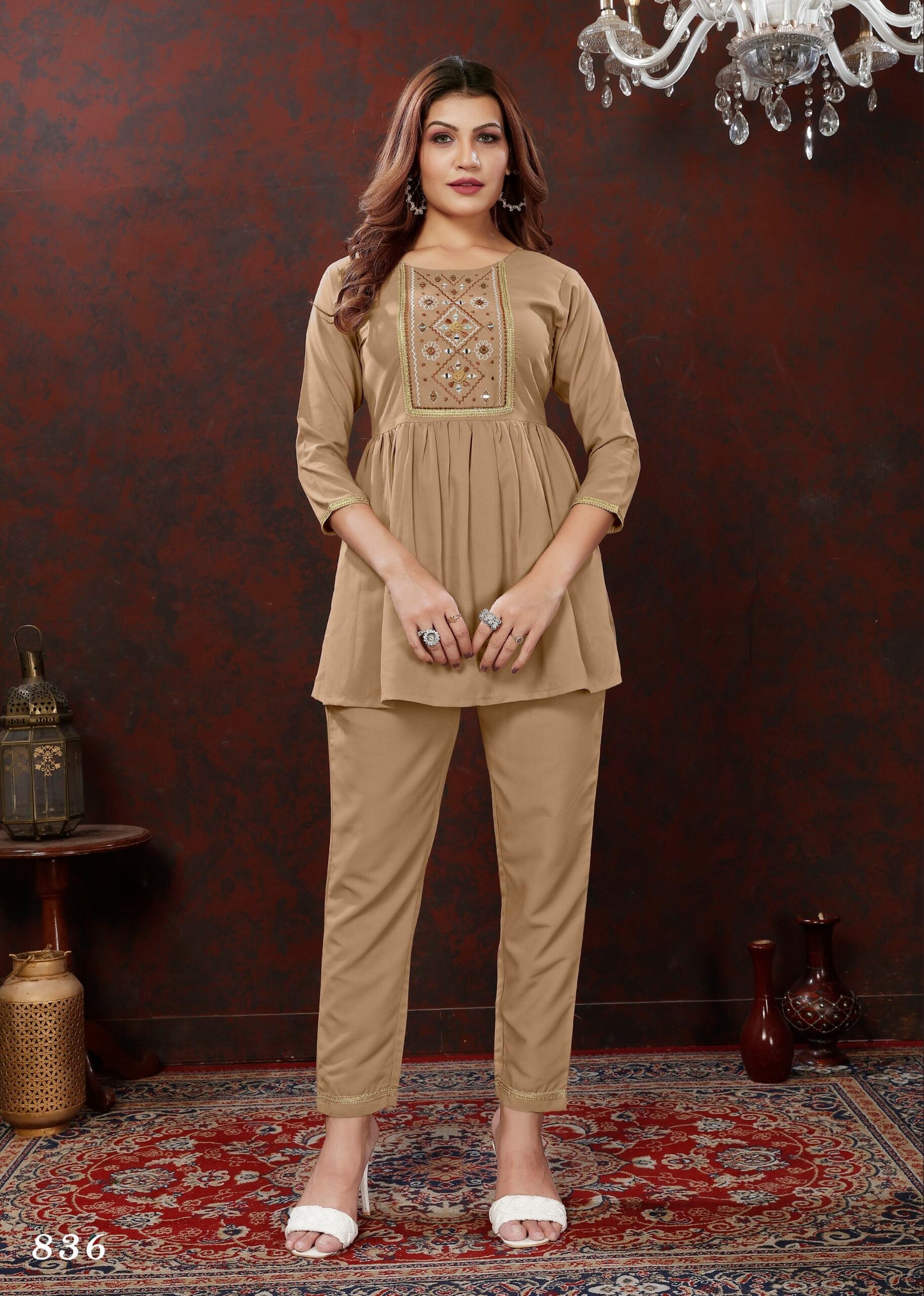 ZEEKHA Designer Co-Ord Set For beautiful Girls And women (Cream)