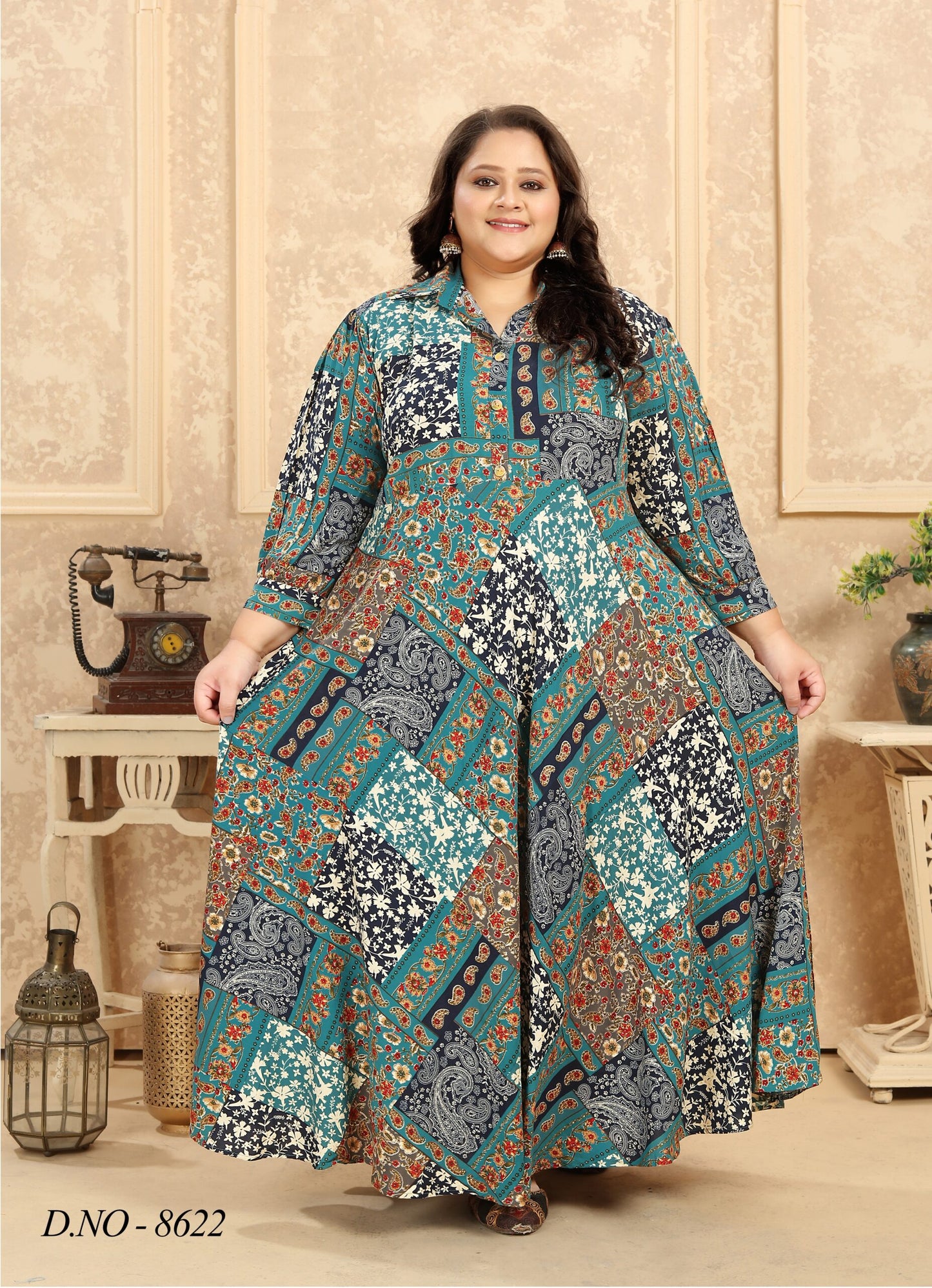 ZEEKHA Women Plus Size Gown Dress (Rama)