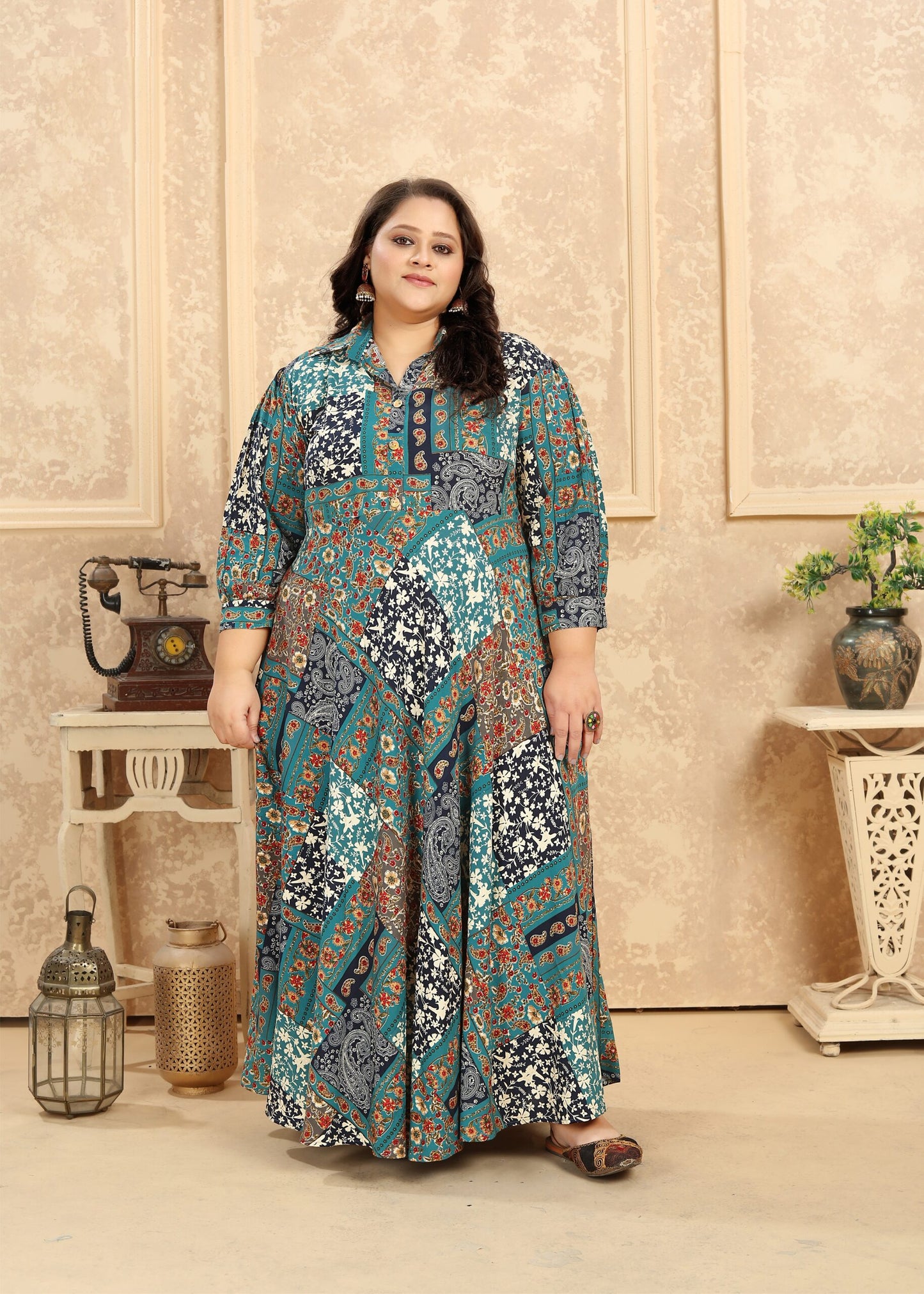 ZEEKHA Women Plus Size Gown Dress (Rama)