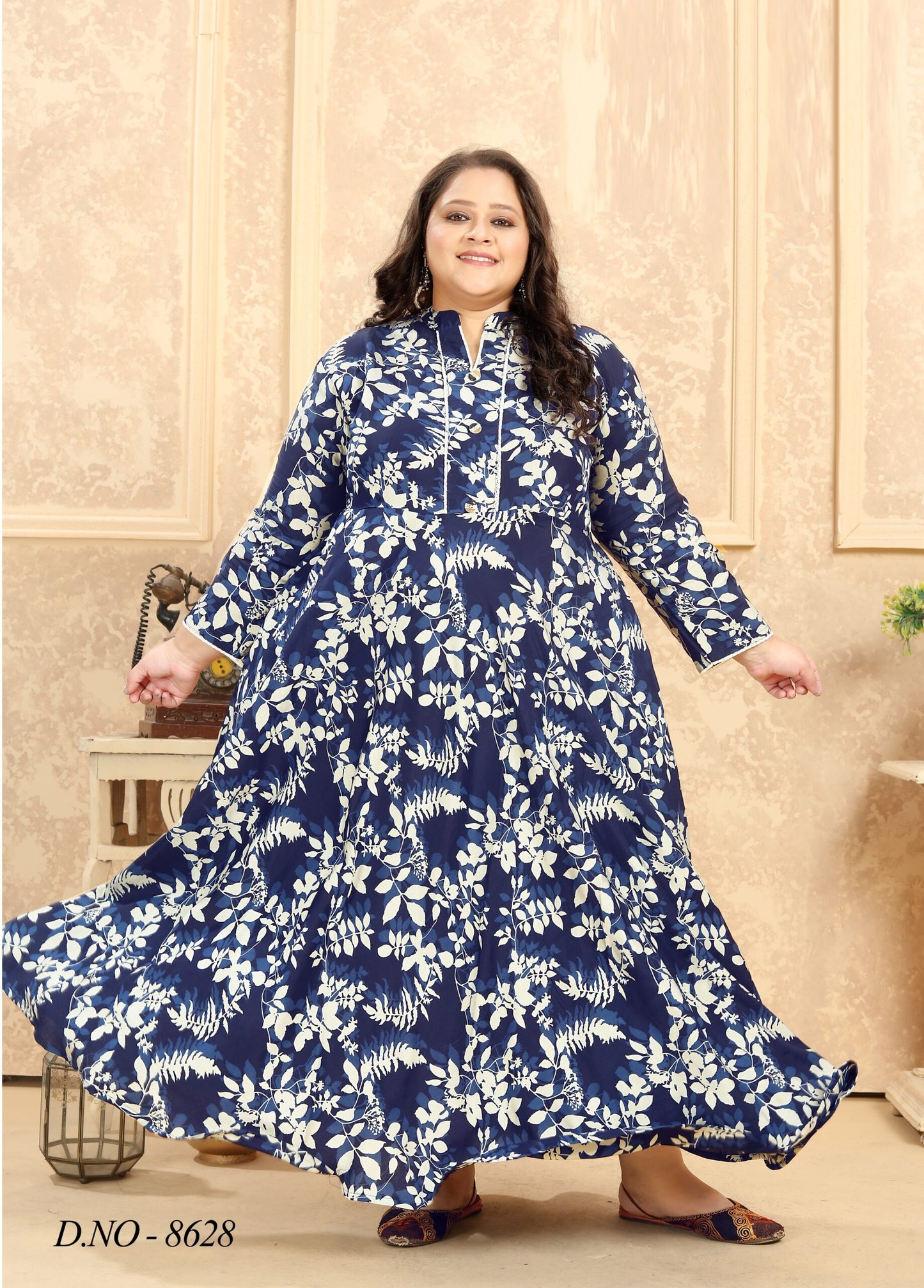 ZEEKHA Women Plus Size Gown Dress (Blue)