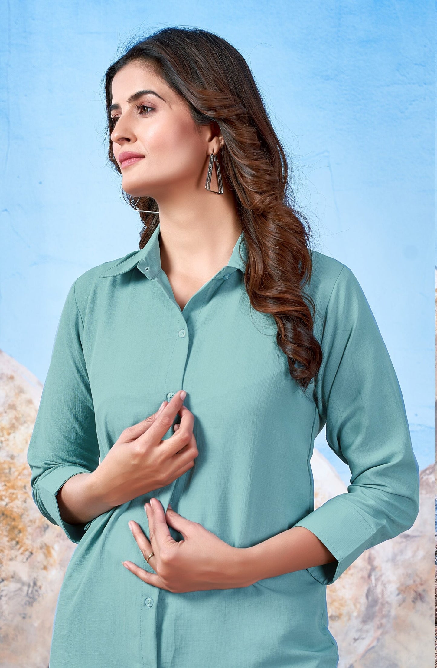 ZEEKHA Women Regular Fit Solid Spread Collar Casual Shirt (Rama)