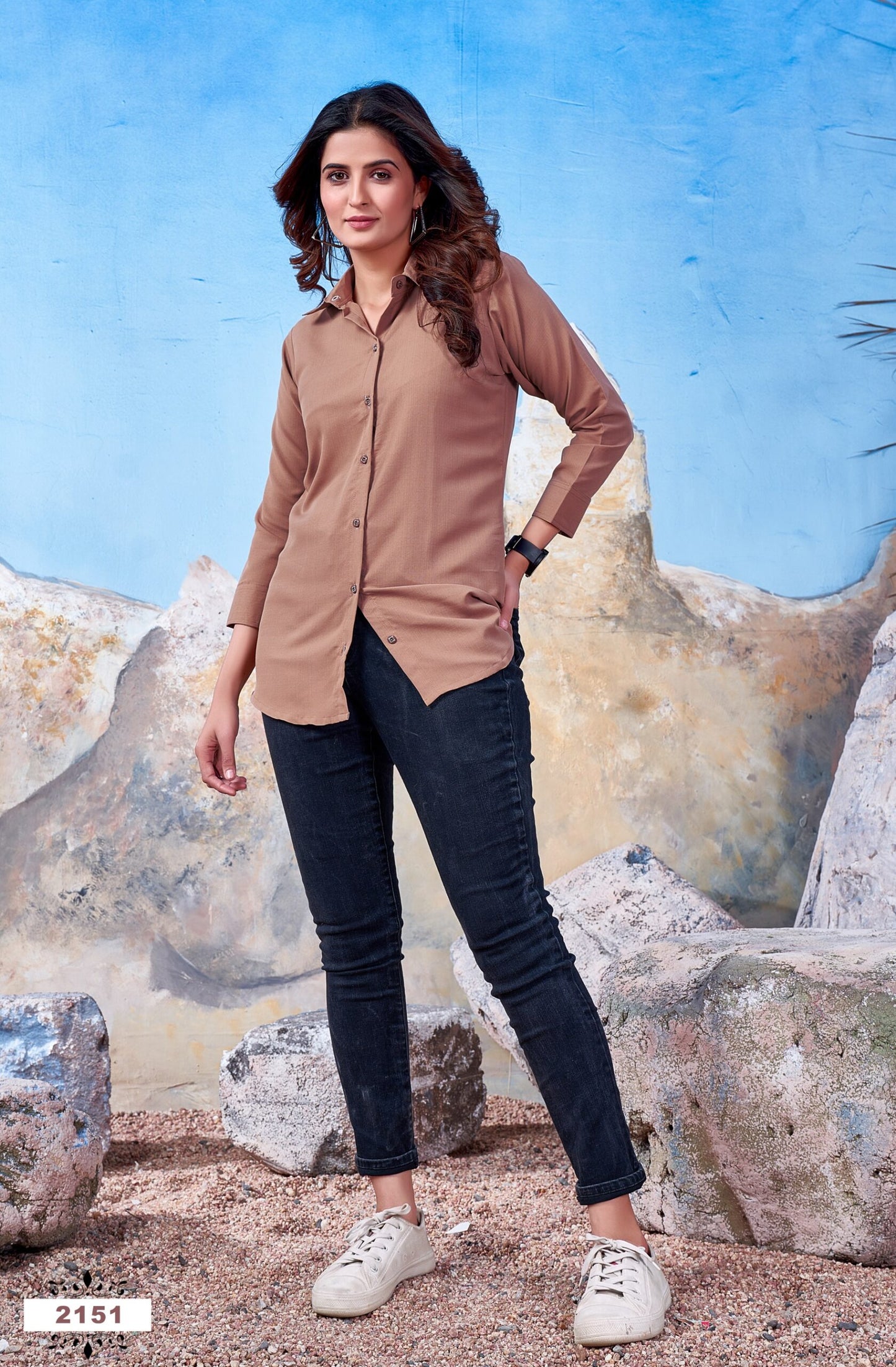 ZEEKHA Women Regular Fit Solid Spread Collar Casual Shirt (Brown)