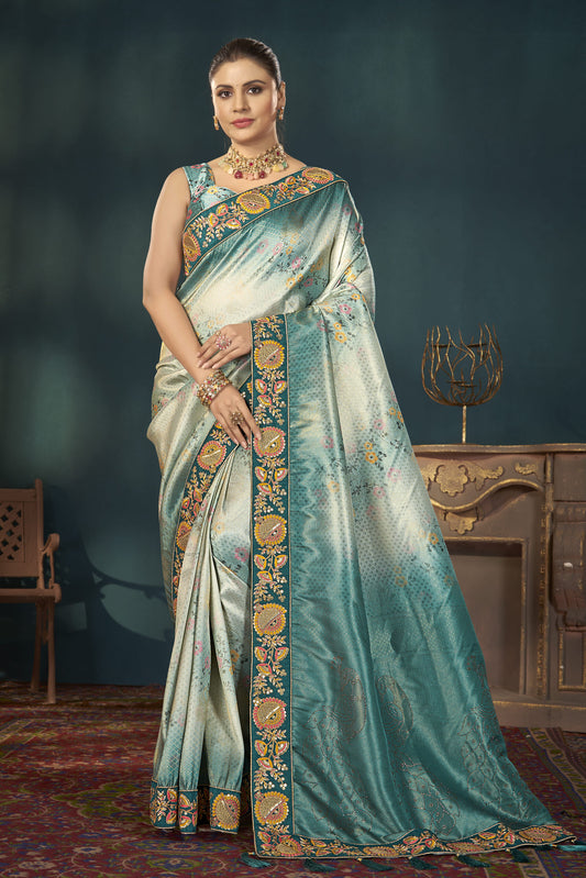 ZEEKHA Woven Banarasi Silk Blend Saree  (Blue)-ZSEIELK01