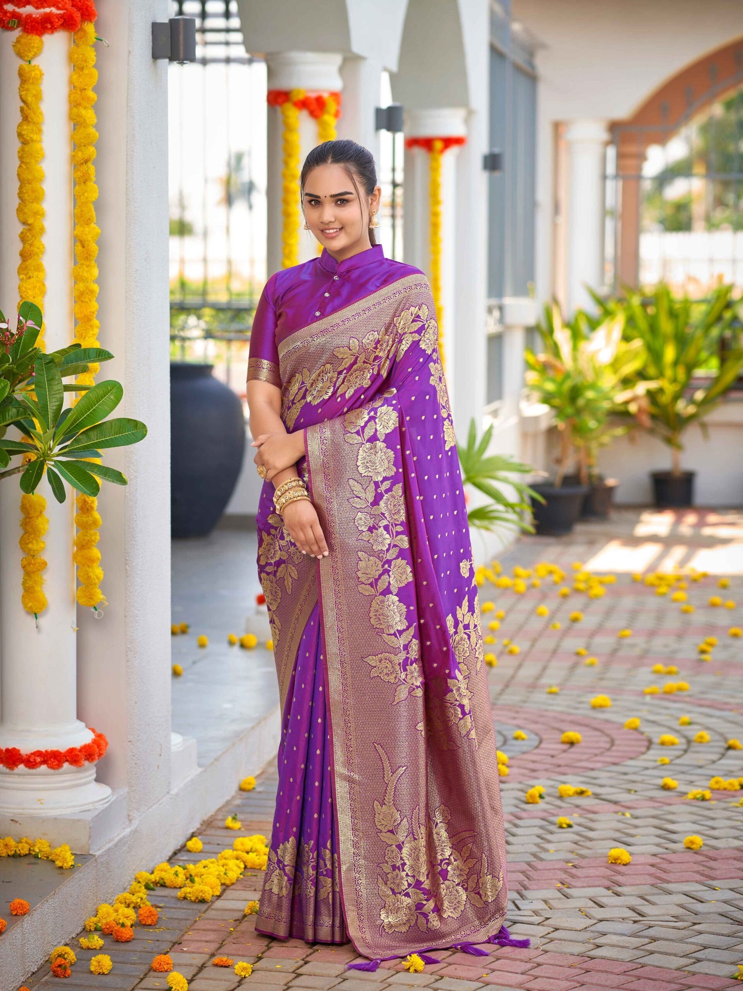 ZEEKHA Woven Banarasi Jequard Silk  Saree (Wine)-ZSEIELK01