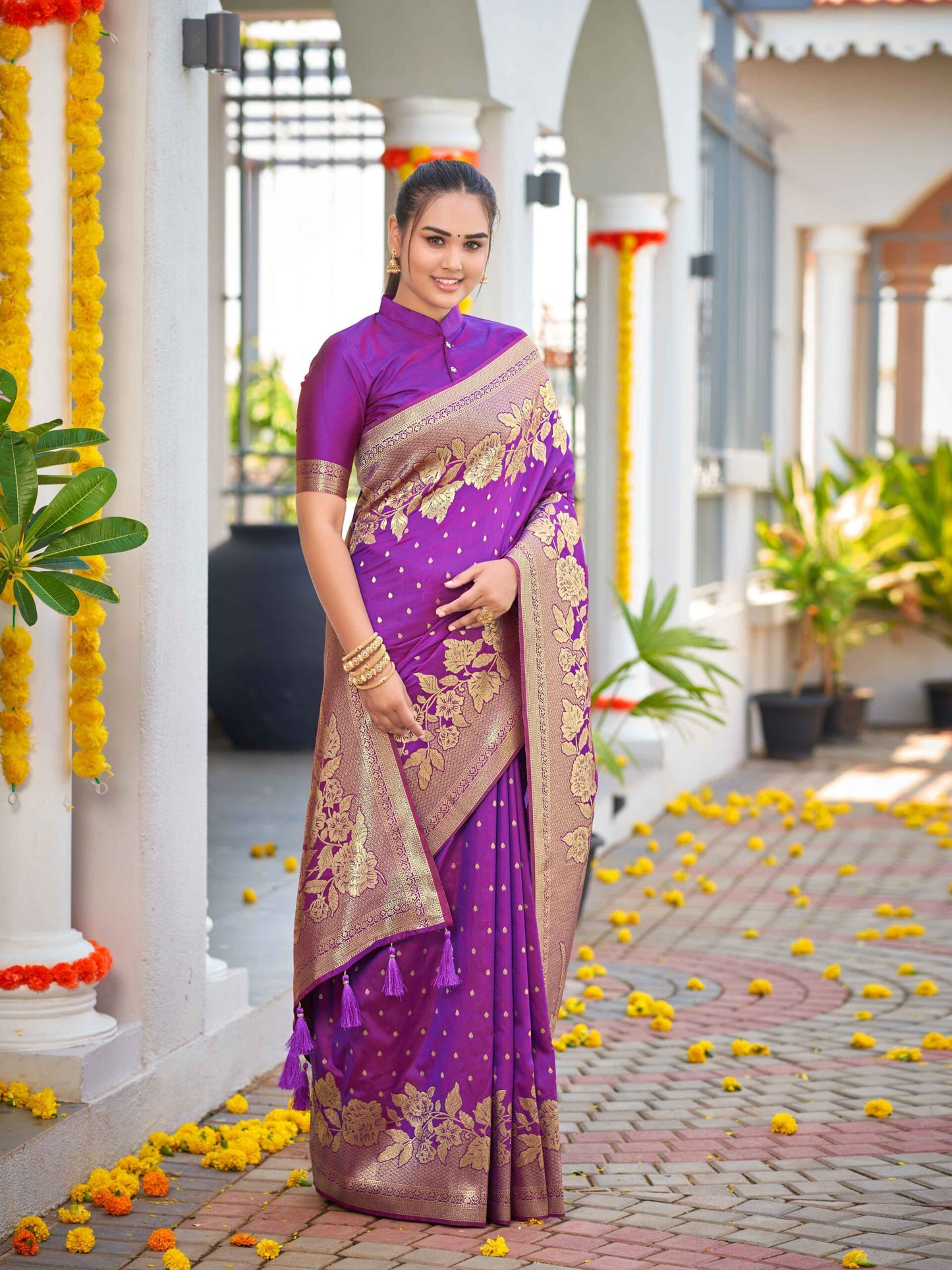 ZEEKHA Woven Banarasi Jequard Silk  Saree (Wine)-ZSEIELK01