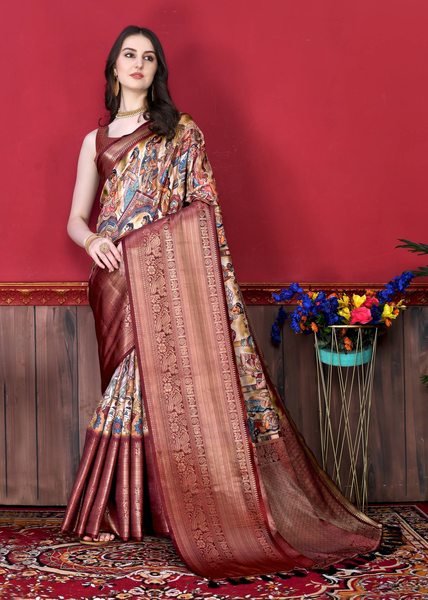 luxurious designer digital print  Soft Kanjivaram silk saree