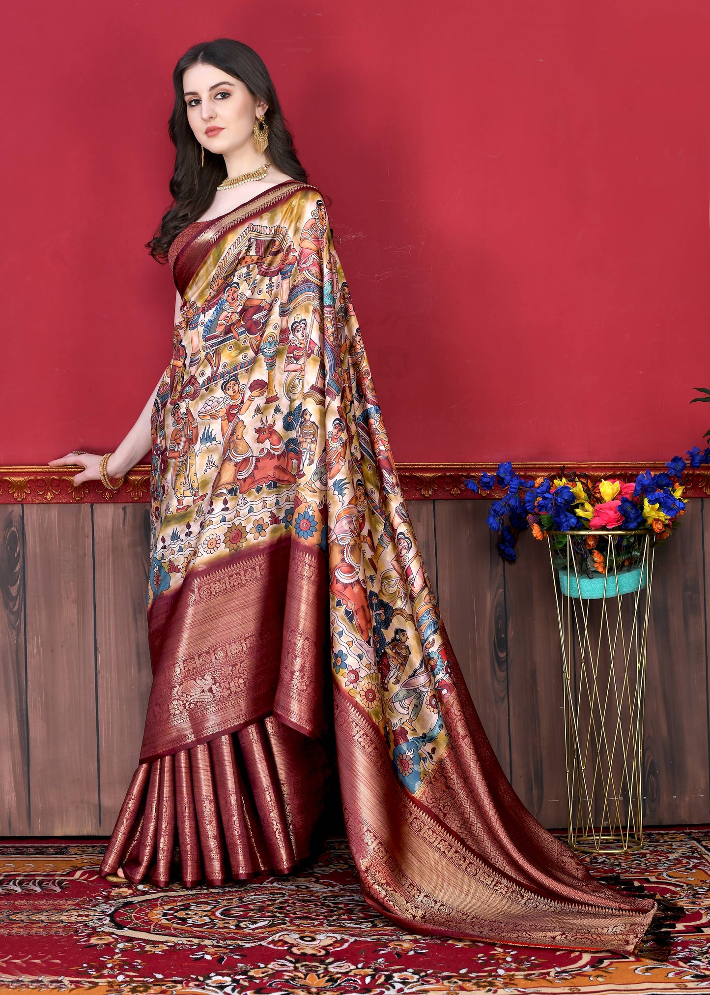 luxurious designer digital print  Soft Kanjivaram silk saree